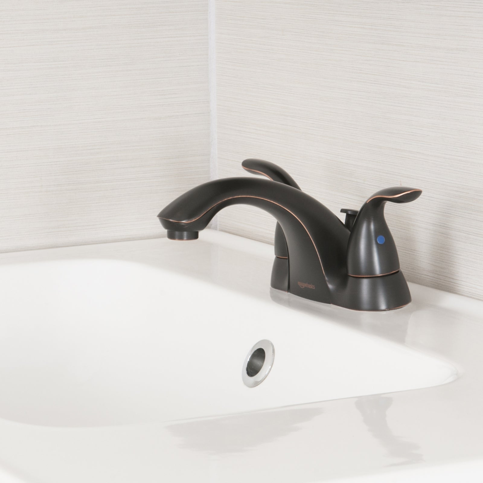 Two-Handle Short Spout 3-Hole Mount Basin Faucet-4-Inch, Oil-Rubbed Bronze