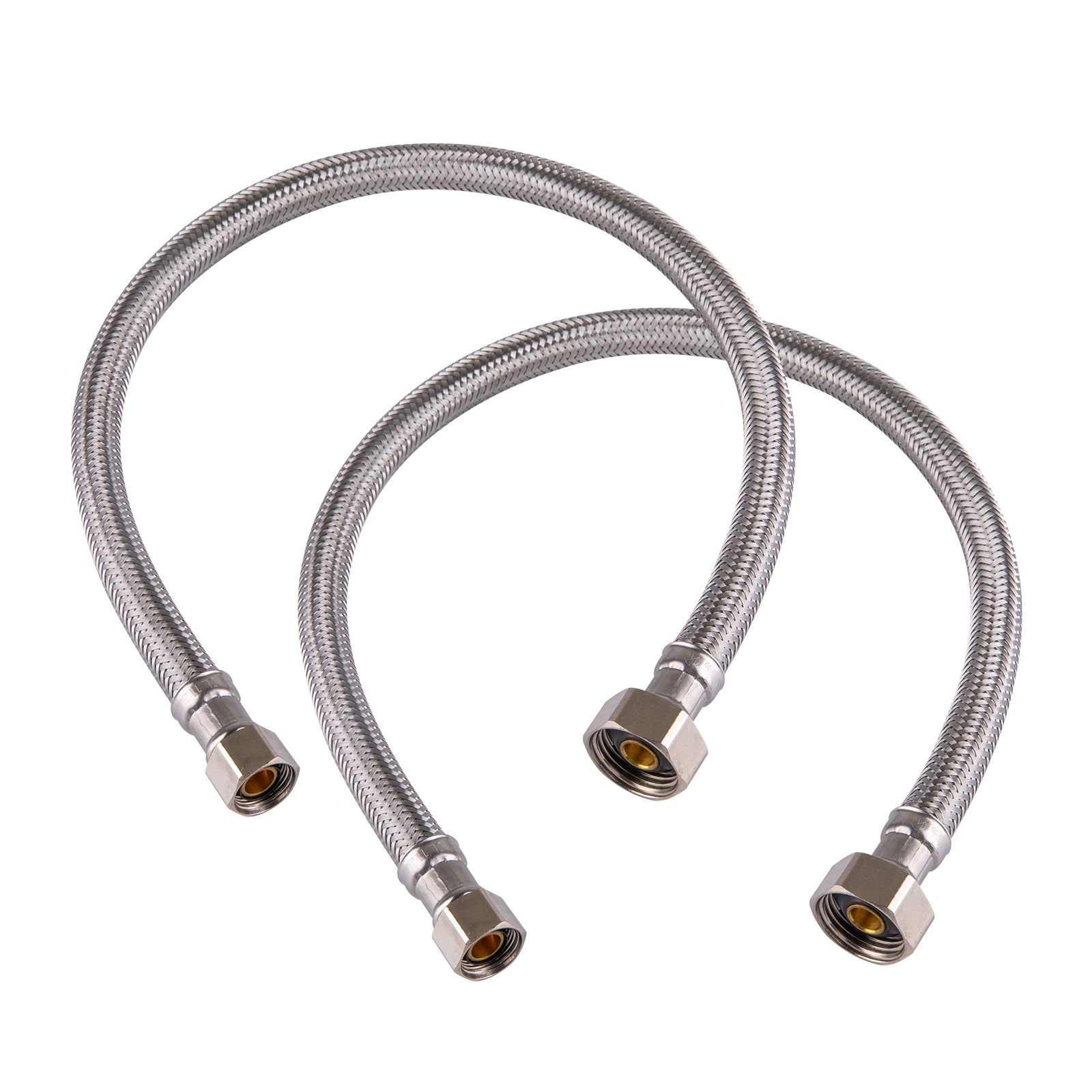 Hausen 3/8-inch Compression x 1/2-inch FIP (Female Iron Pipe) x 20-inch Length Stainless Steel Faucet Water Supply Connector; Lead Free; cUPC and NSF-61 Certified; Compatible with Standard Faucets, 2-Pack