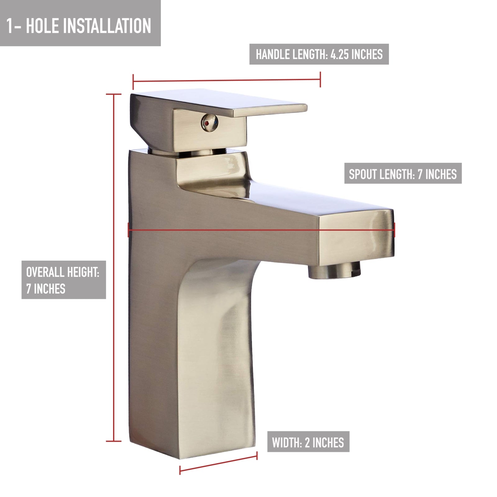 Single-handle Straight Bathroom Faucet, Satin Nickel