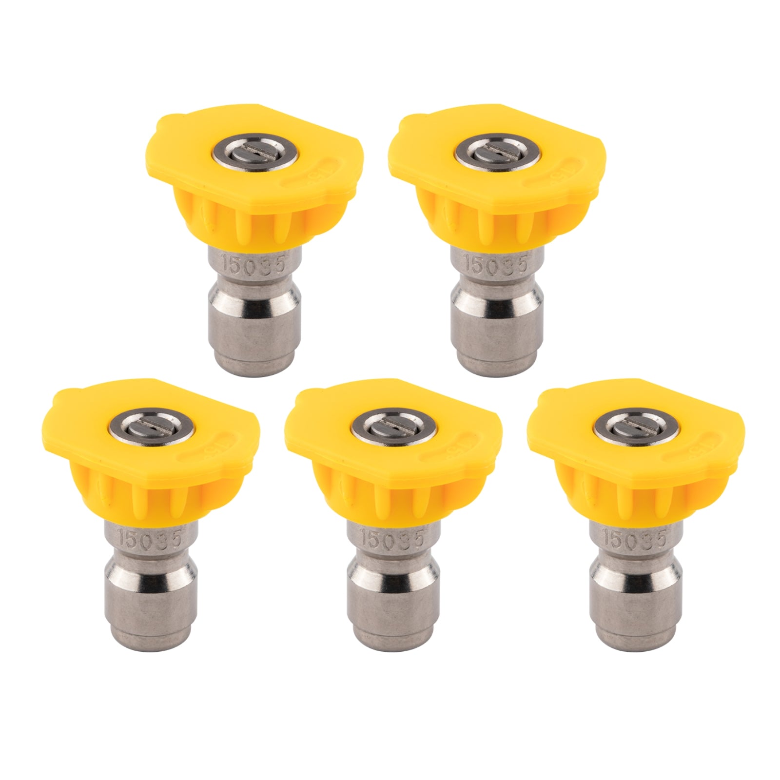 Clean Strike Professional Spray Nozzles, Yellow 15-Degree Spray Tips with 1/4 Inch Quick Connect Fitting, 3.5 Orifice and Pressure Washer Rated 6200 PSI, 5-Pack