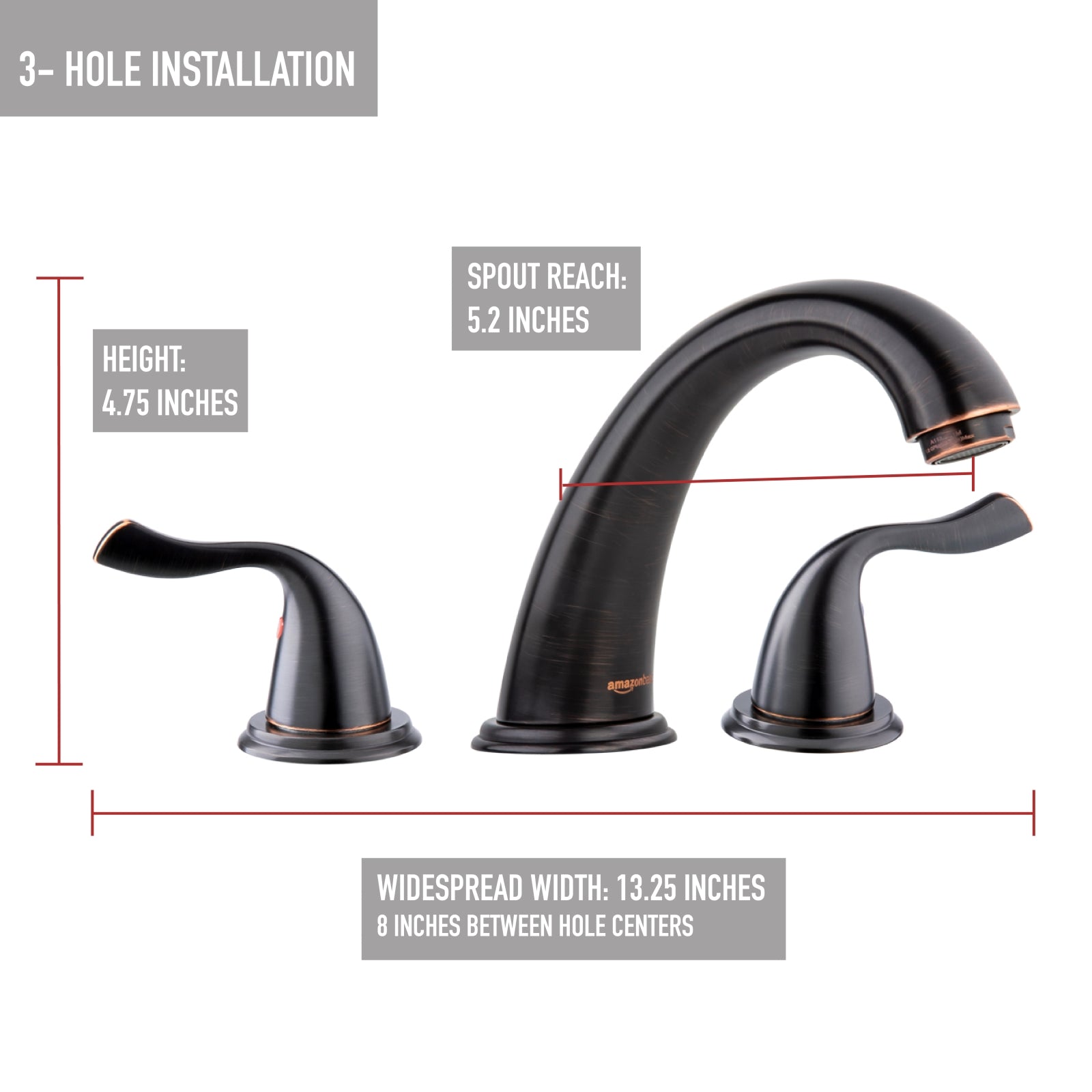 Two-Handle 3-Hole Mount 8-inch Bathroom Faucet, Oil-Rubbed Bronze