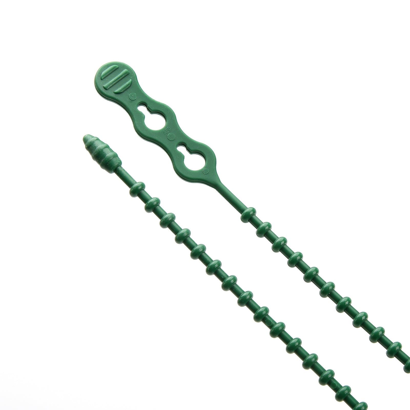 8-inch Green Double Loop Beaded Cable Tie, 50-lb Tensile Strength, 15-Pack