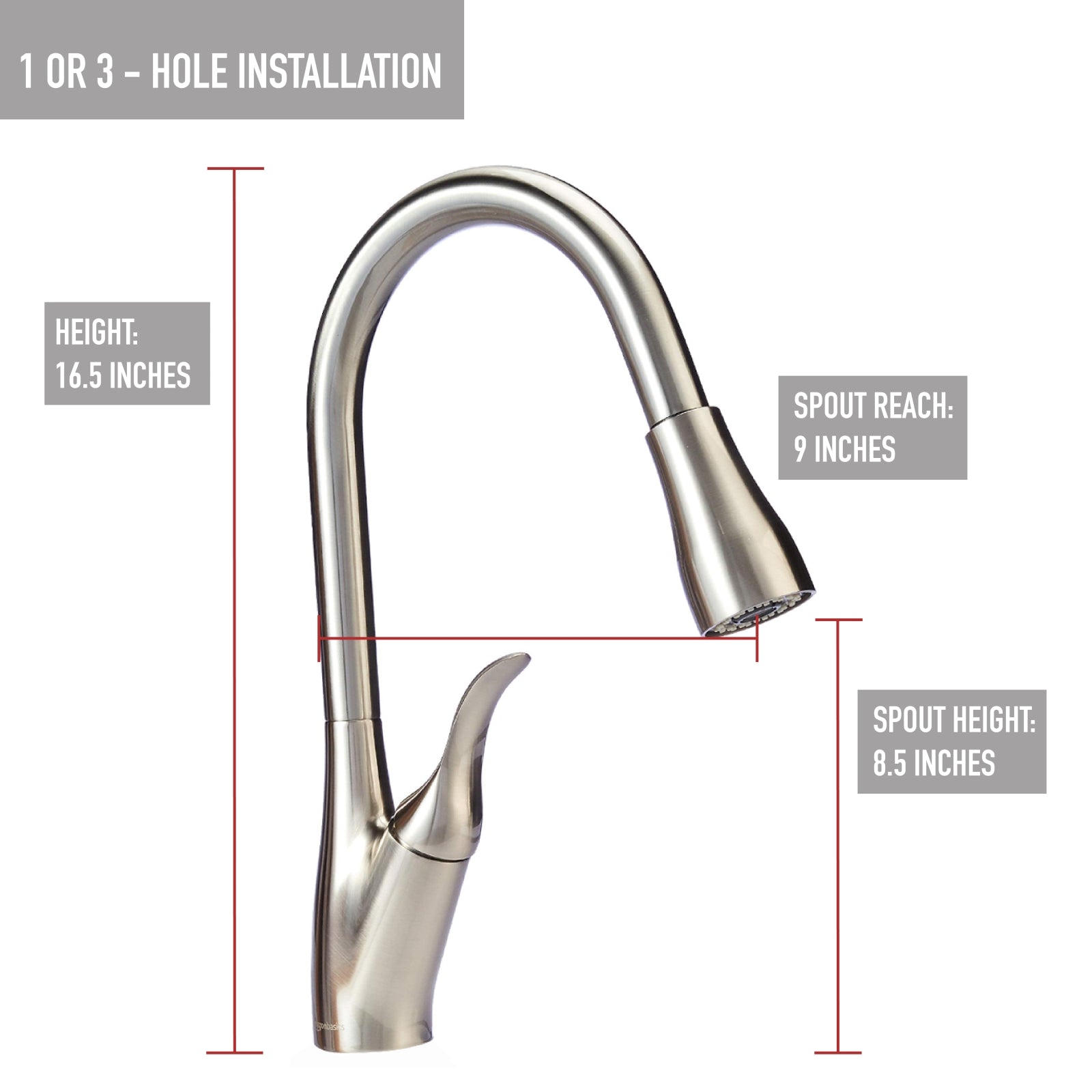 Single-Handled Kitchen Pull-Down Sprayer Faucet, Satin Nickel