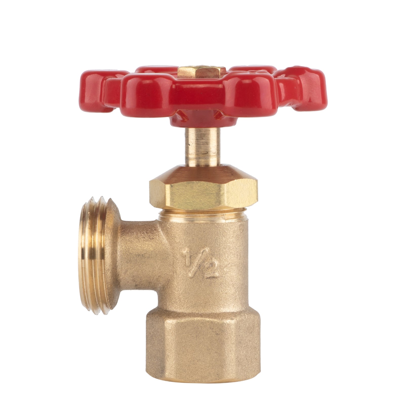 Hausen 1/2-inch FIP (Female Iron Pipe) x 3/4-inch MHT (Male Hose Thread) Brass Boiler Drain Valve; cUPC Certified; Compatible with Boilers and Water Heaters in Plumbing and Heating Systems, 1-pack