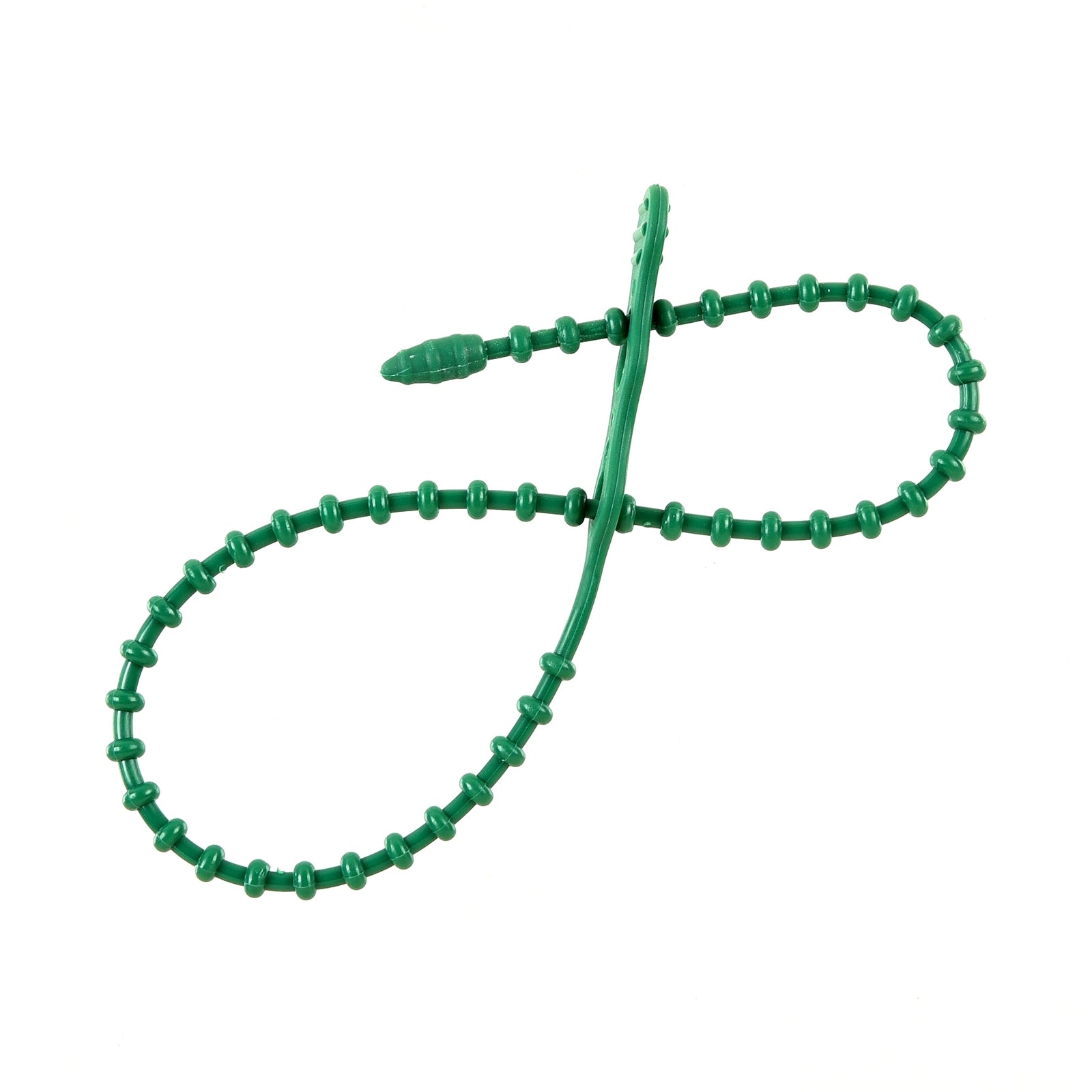 12-inch Green Double Loop Beaded Cable Tie, 50-lb Tensile Strength, 15-Pack