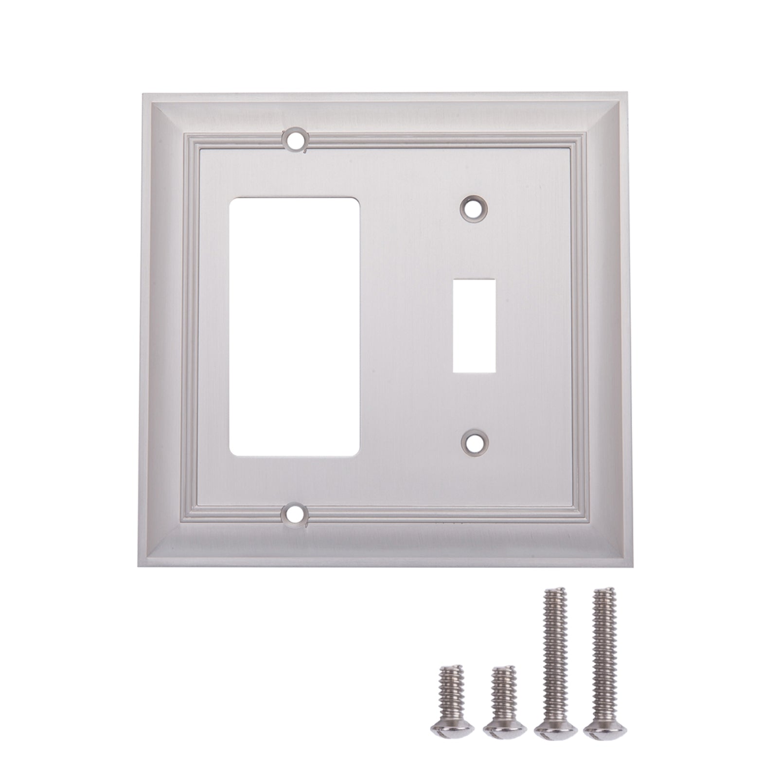 AmazonBasics Toggle and Gang Wall Plate, Satin Nickel, 2-Pack