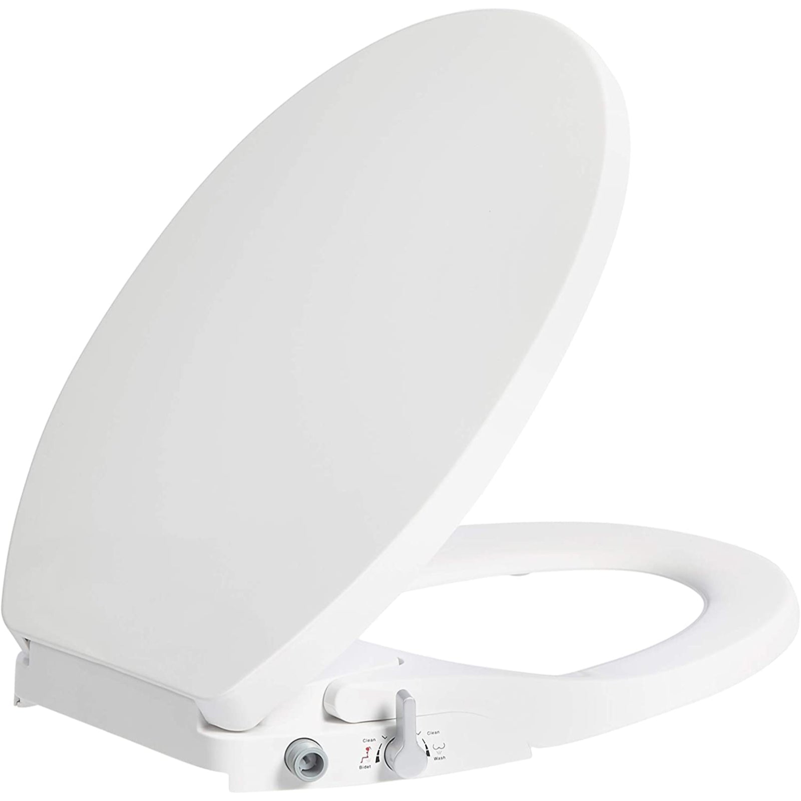 Hausen Non-Electric Bidet Toilet Seat Kit with Durable Plastic Construction, Includes Adjustable Pressure and Self-Cleaning Spray Nozzle, Round-Shape, White, 1-Pack