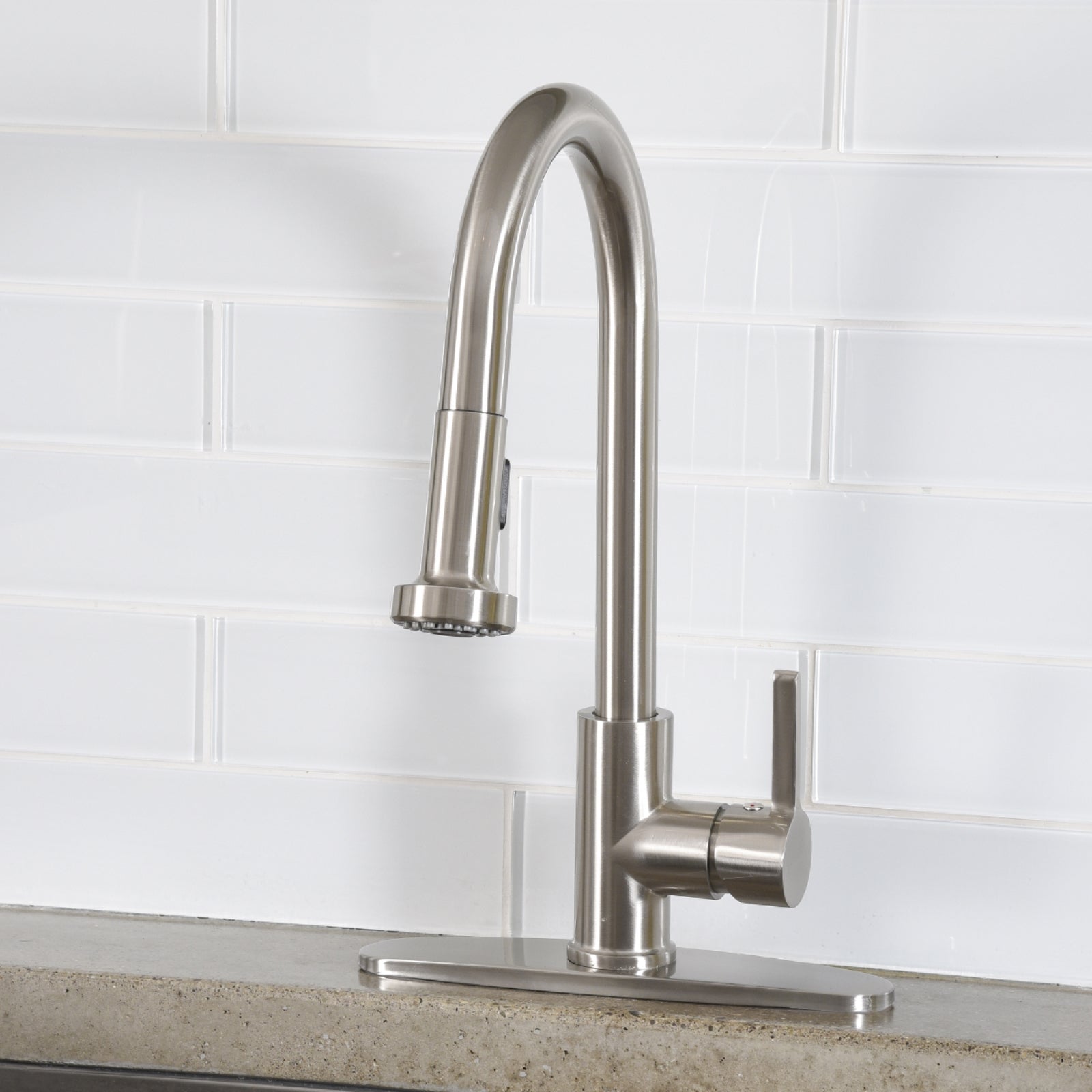 Modern Pull-Down Kitchen Sprayer Faucet, Satin Nickel