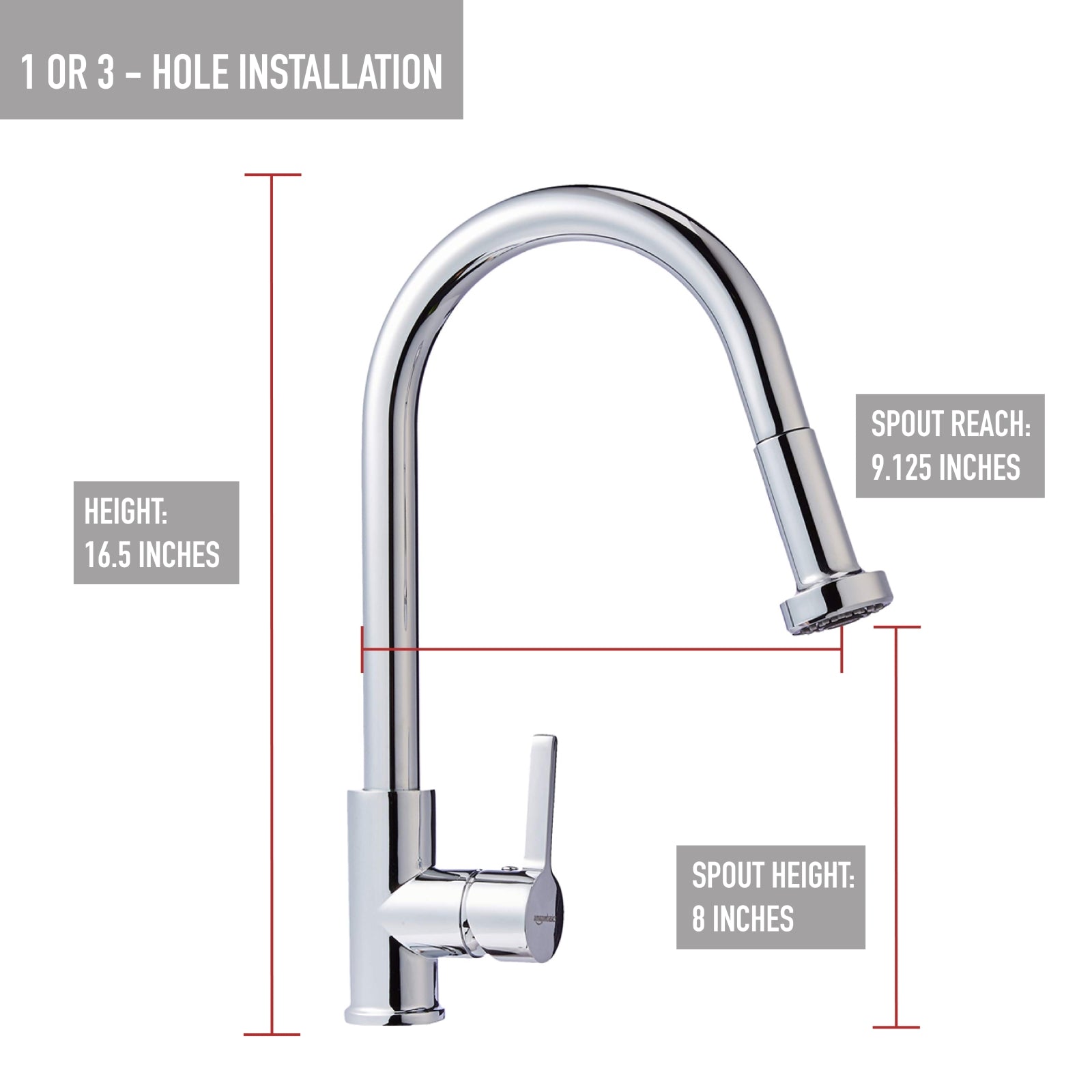 Modern Pull-Down Kitchen Sprayer Faucet, Polished Chrome