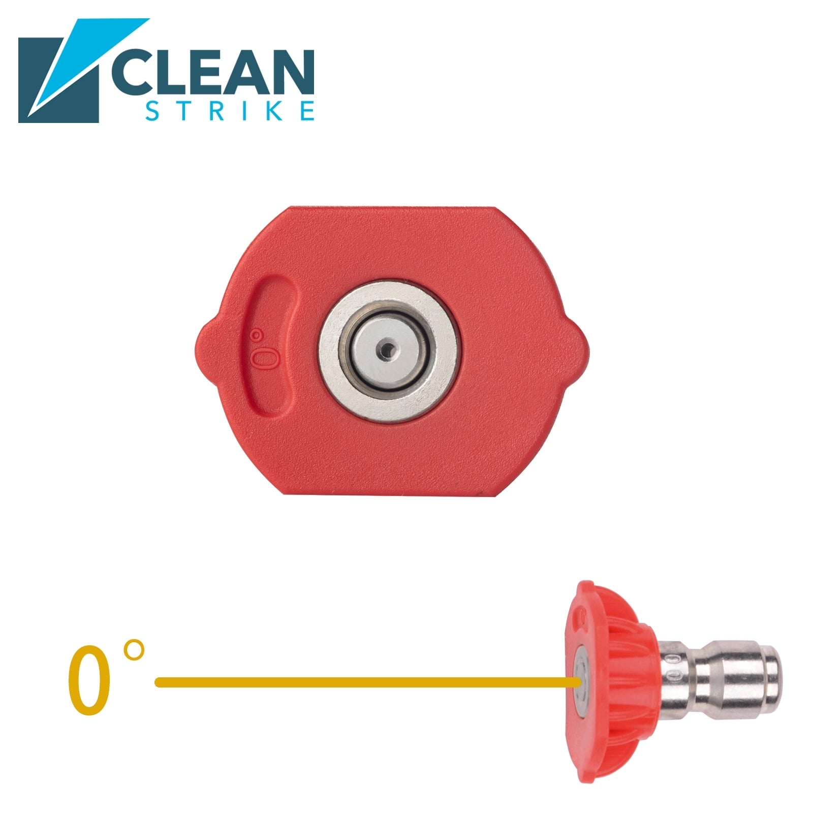 Clean Strike Professional Spray Nozzles, Red 0-Degree Spray Tips with 1/4 Inch Quick Connect Fitting, 3.0 Orifice and Pressure Washer Rated 6200 PSI, 5-Pack