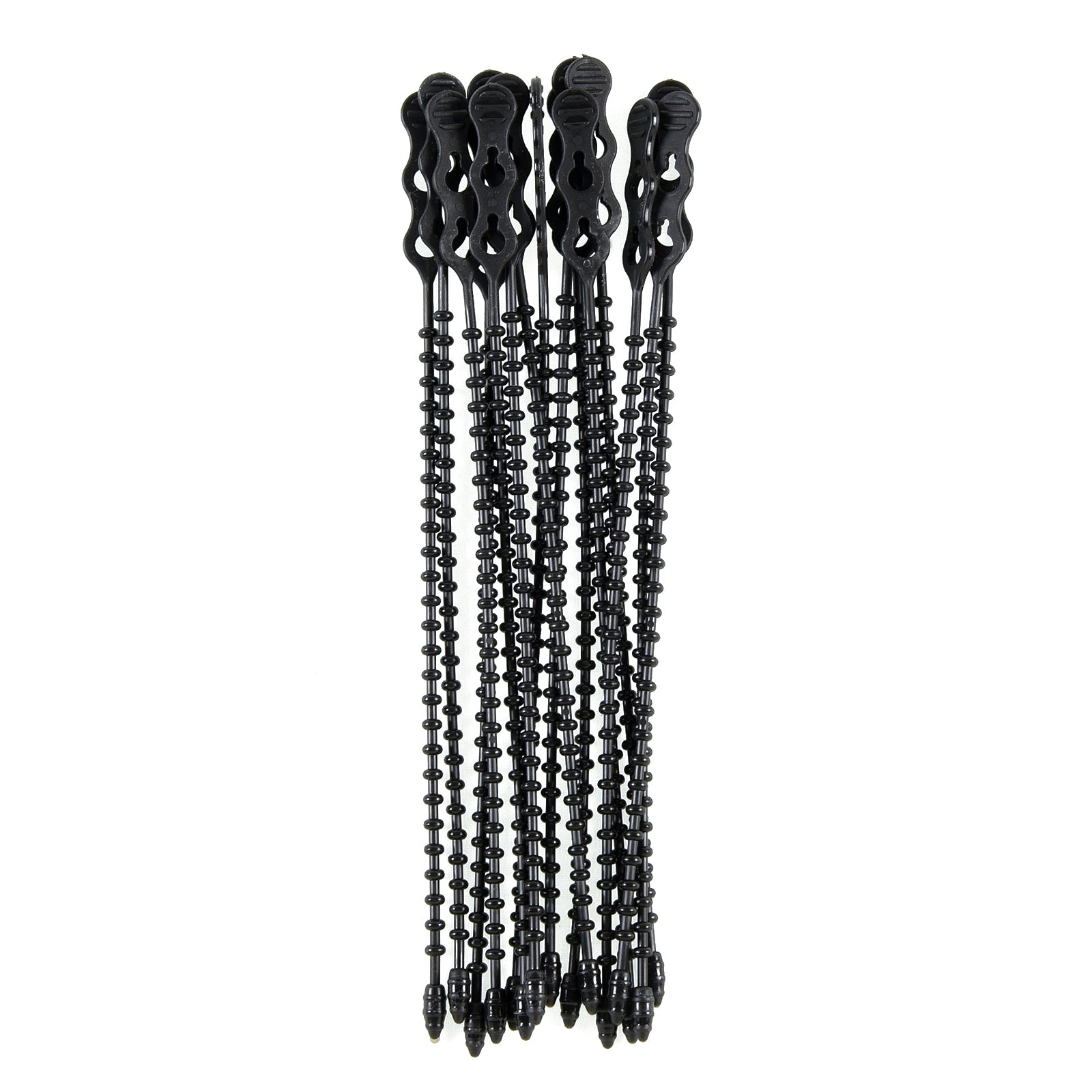 8-inch UV Resistant Black Double Loop Beaded Cable Tie, 50-lb Tensile Strength, 15-Pack