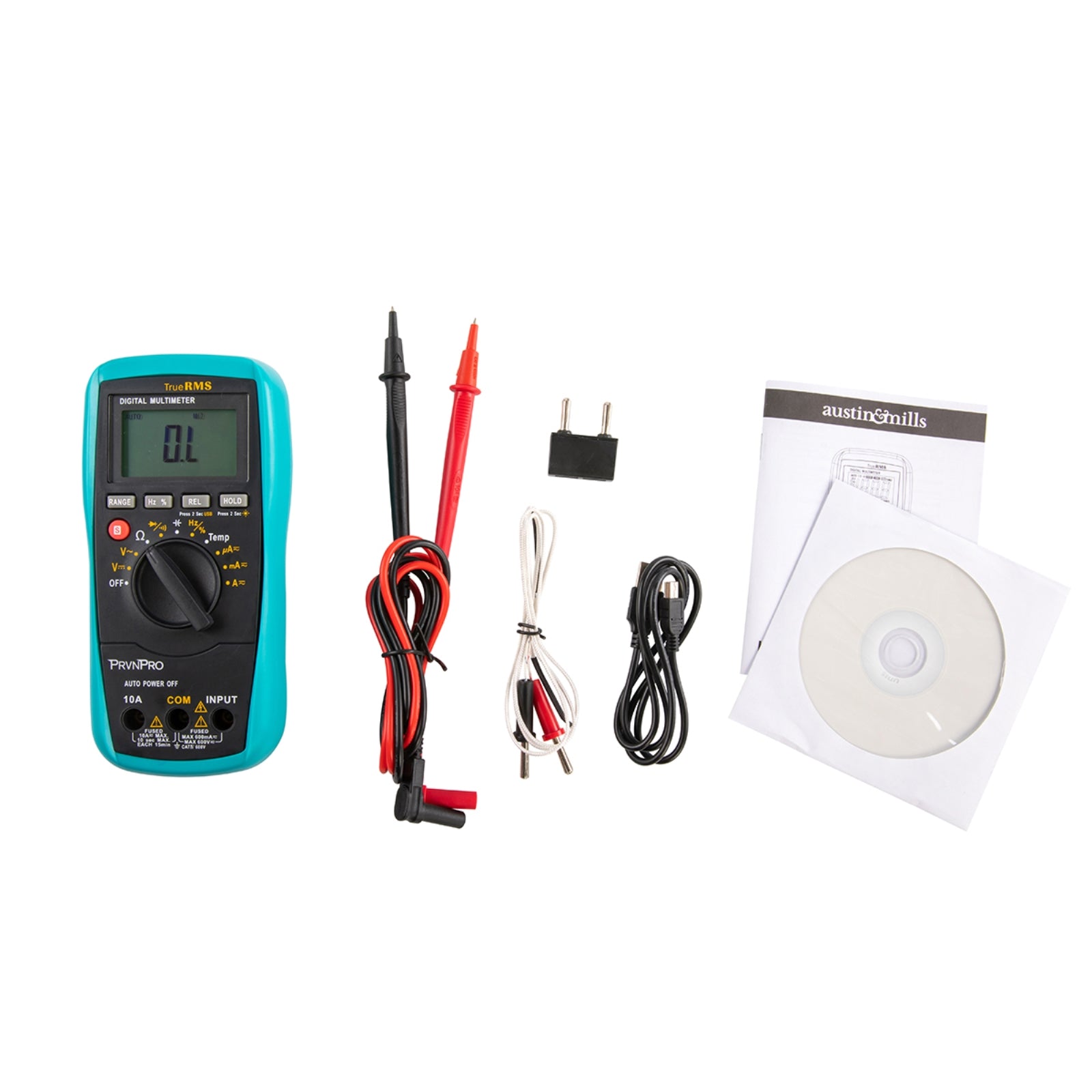 PrvnPro Digital Multimeter Tool, 1-Pack, Black/Teal