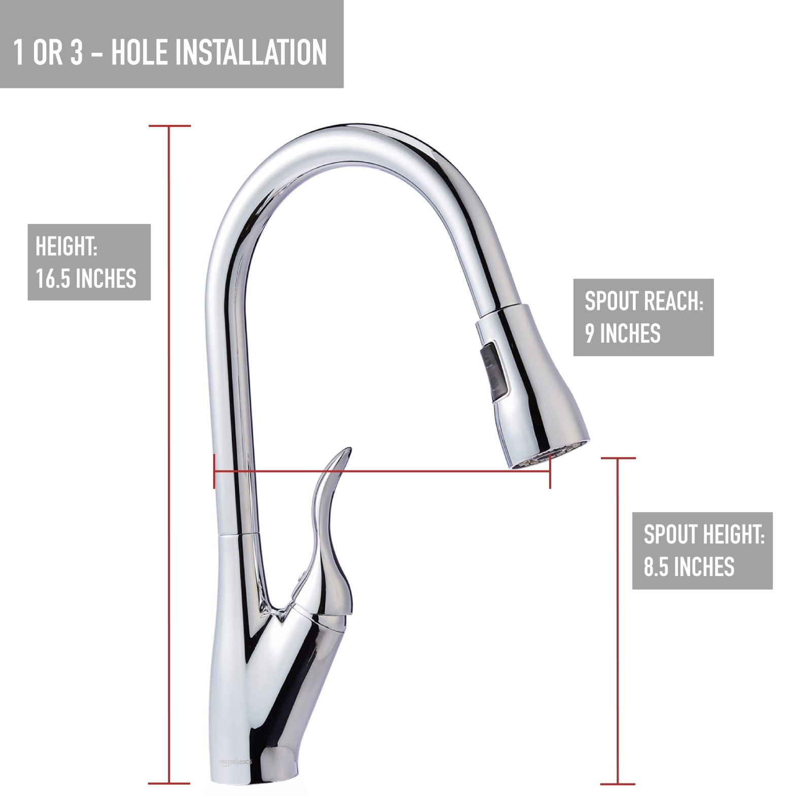 Single-Handled Kitchen Pull-Down Sprayer Faucet, Polished Chrome