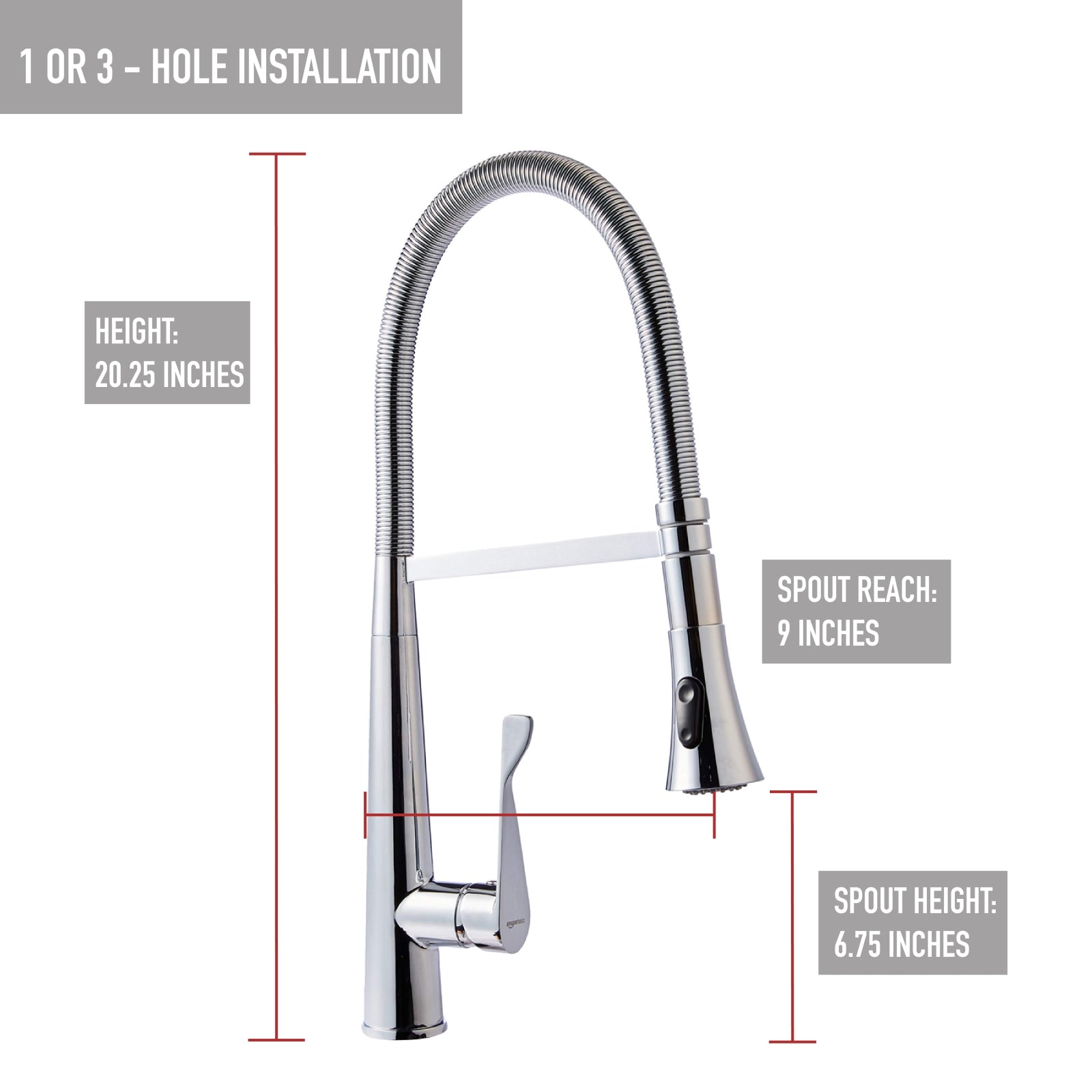 Pro-Style Flexible Sprayer Kitchen Faucet, Polished Chrome