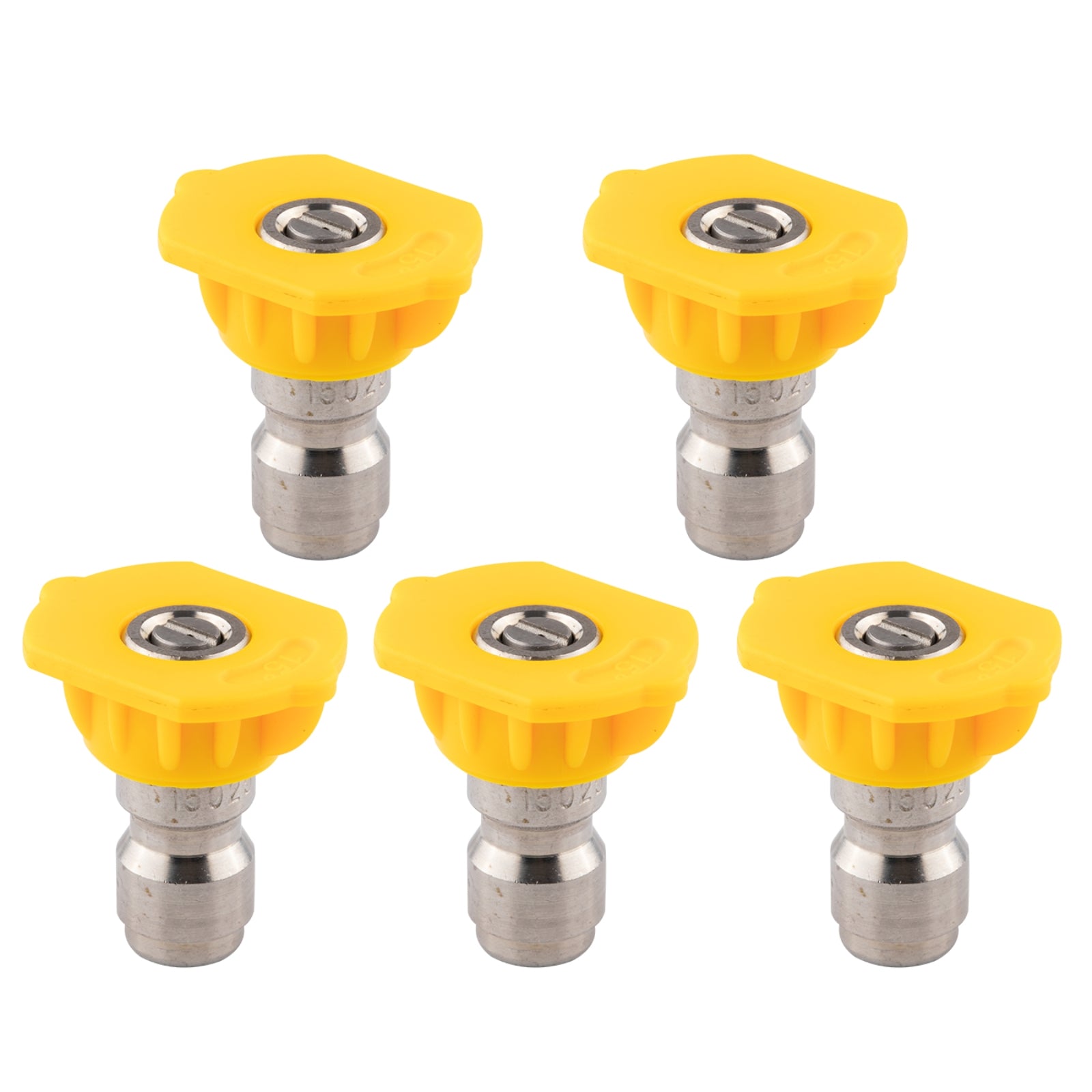 Clean Strike Professional Spray Nozzles, Yellow 15-Degree Spray Tips with 1/4 Inch Quick Connect Fitting, 2.5 Orifice and Pressure Washer Rated 6200 PSI, 5-Pack