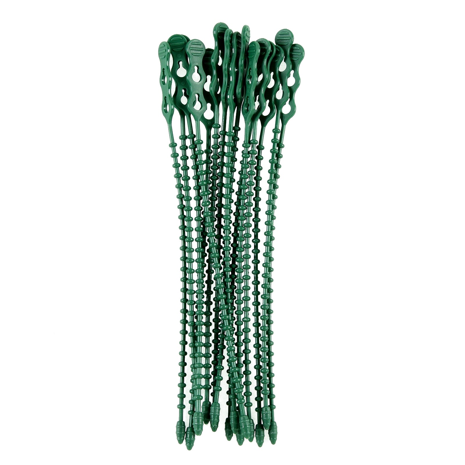 8-inch Green Double Loop Beaded Cable Tie, 50-lb Tensile Strength, 15-Pack