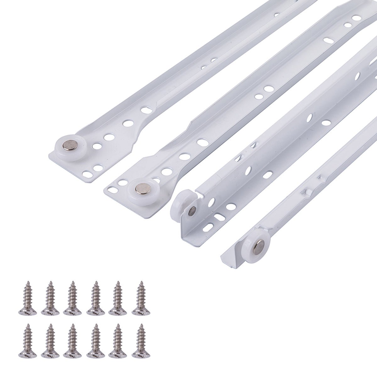 South Main Hardware White Coated Steel Euro Bottom Mount Drawer Slides, 1-Pair