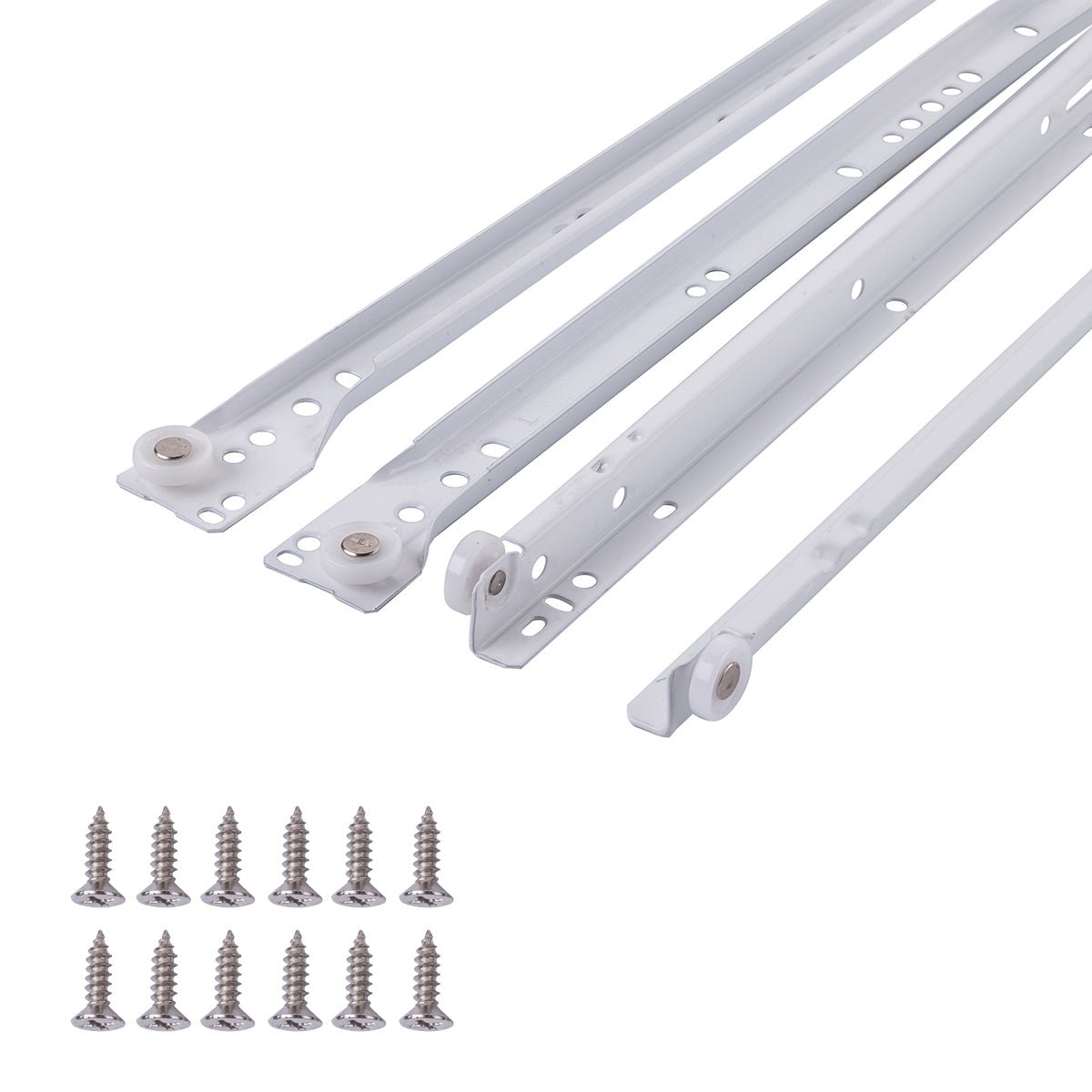 South Main Hardware White Coated Steel Euro Bottom Mount Drawer Slides, 1-Pair