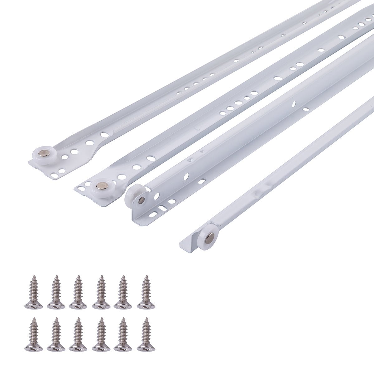 South Main Hardware White Coated Steel Euro Bottom Mount Drawer Slides, 1-Pair