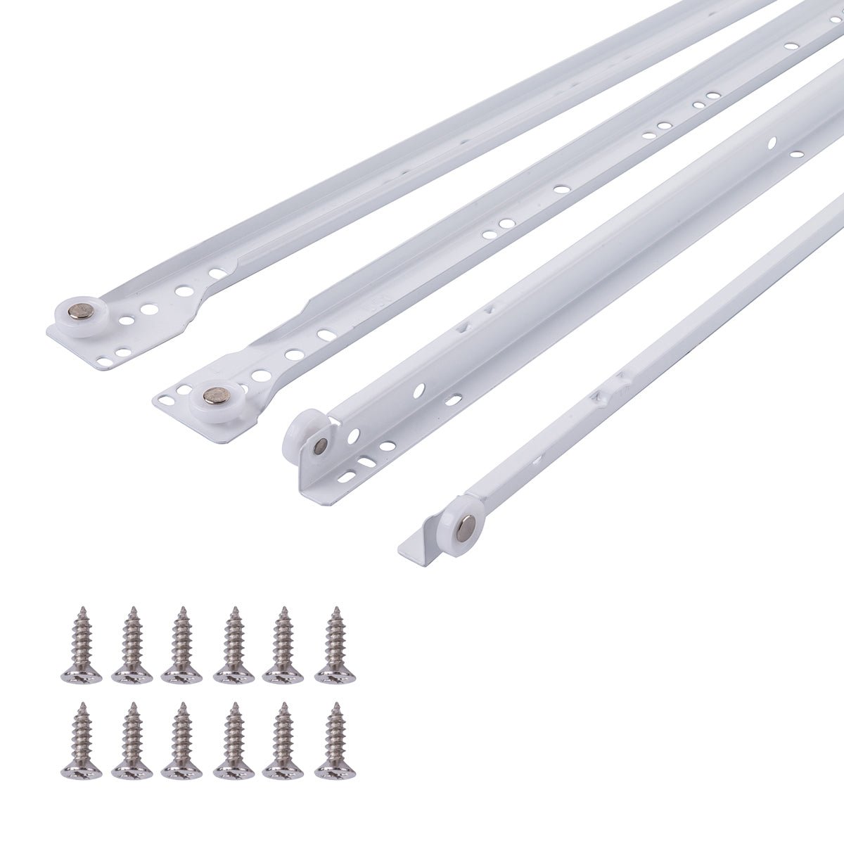 South Main Hardware White Coated Steel Euro Bottom Mount Drawer Slides, 1-Pair