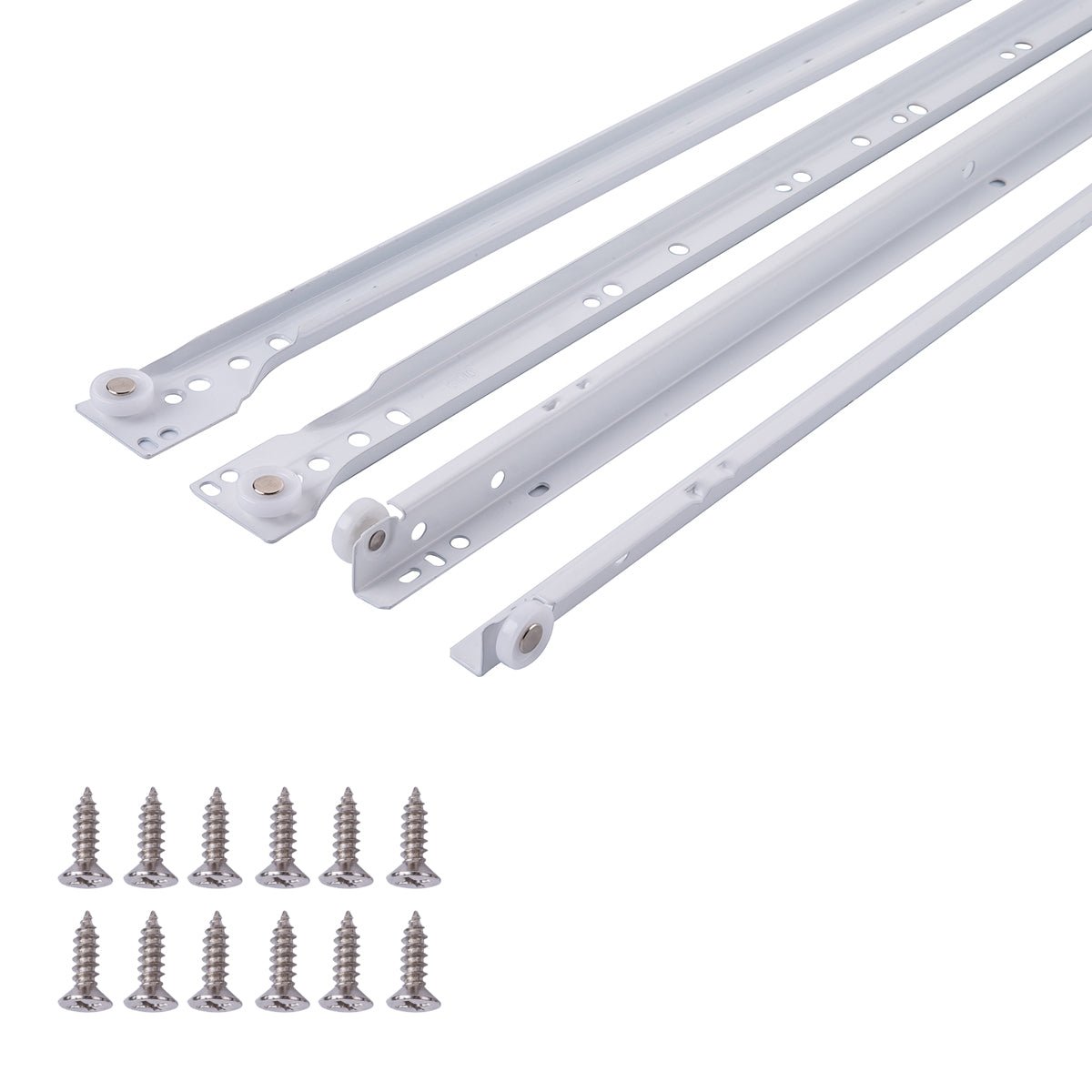 South Main Hardware White Coated Steel Euro Bottom Mount Drawer Slides, 1-Pair