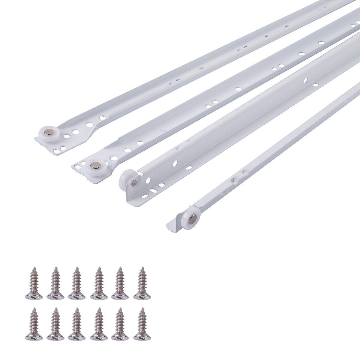 South Main Hardware White Coated Steel Euro Bottom Mount Drawer Slides, 1-Pair