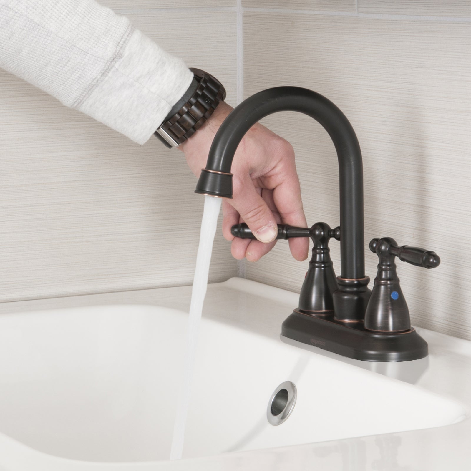 Traditional Two-Handle Long Spout 3-Hole Mount Basin Faucet-4-Inch, Oil-Rubbed Bronze