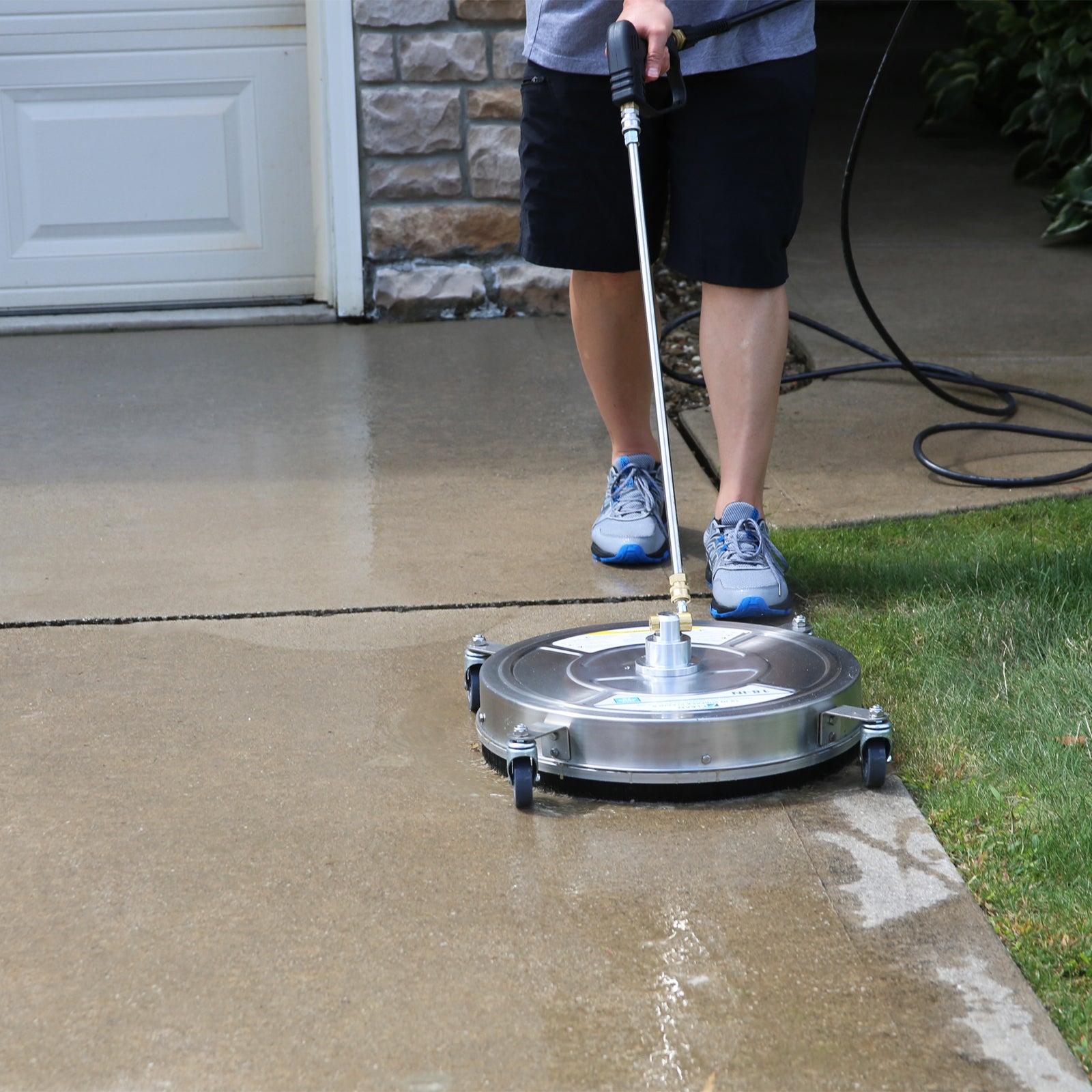 Clean Strike 18-inch PRO Surface Cleaner, Works with Pressure Washers 2800-4500 PSI, Dual-Rotating Nozzles, Stainless-Steel Housing, 4 Swivel Caster Wheels