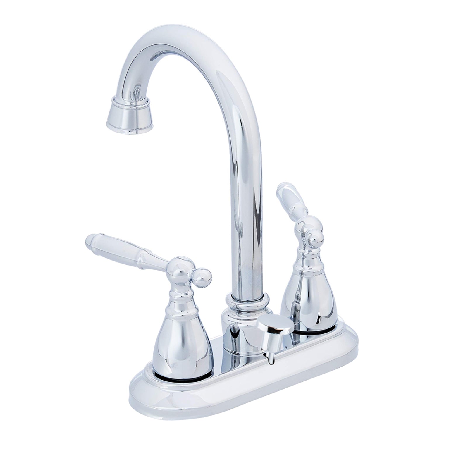 Traditional Two-Handle Long Spout 3-Hole Mount Basin Faucet-4-Inch, Polished Chrome