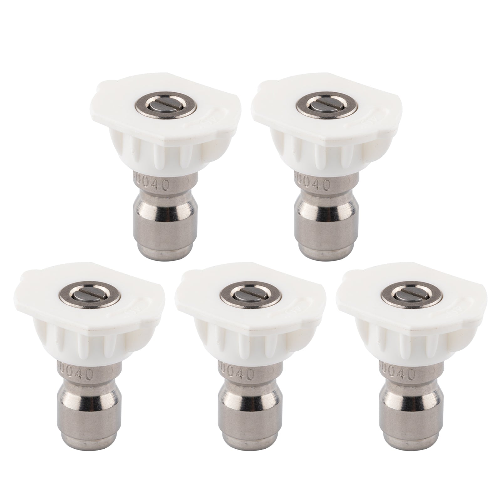 Clean Strike Professional Spray Nozzles, White 40-Degree Spray Tips with 1/4 Inch Quick Connect Fitting, 4.0 Orifice and Pressure Washer Rated 6200 PSI, 5-Pack