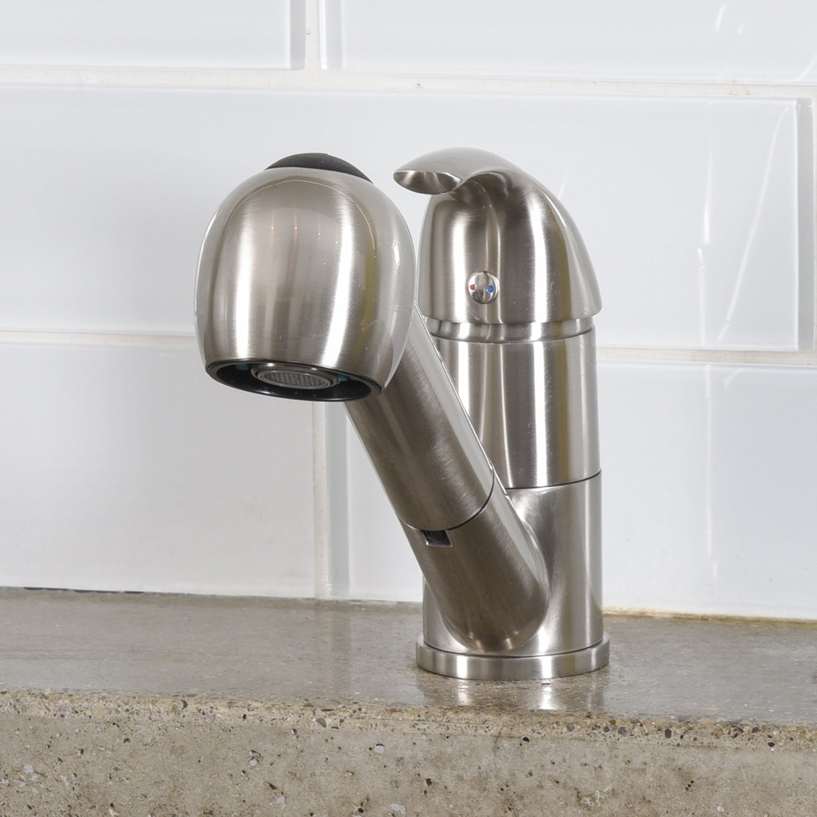 Single-Handle Kitchen Pull Out Sprayer Faucet, Straight, Satin Nickel