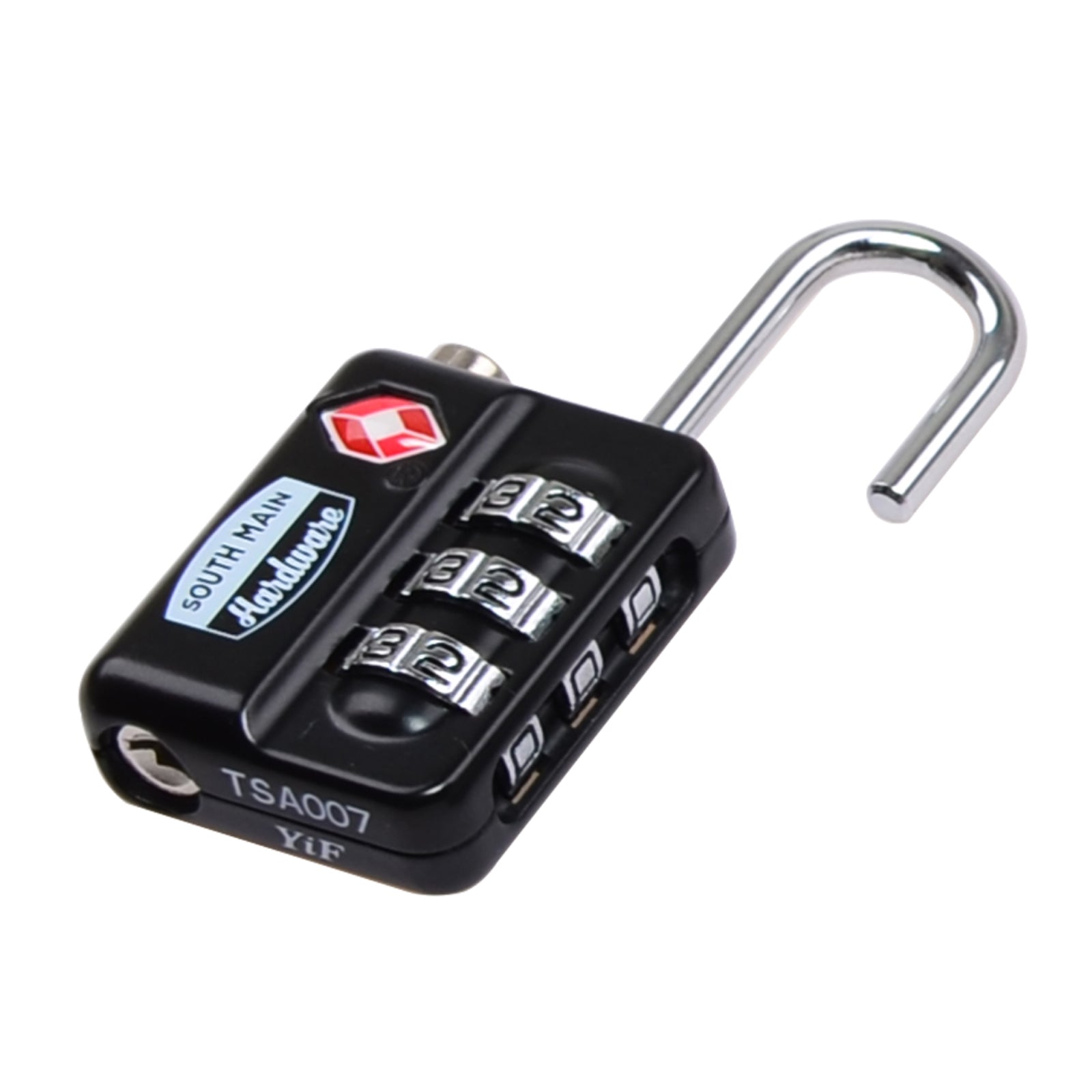 South Main Hardware TSA-Accepted Resettable Luggage Lock, Black