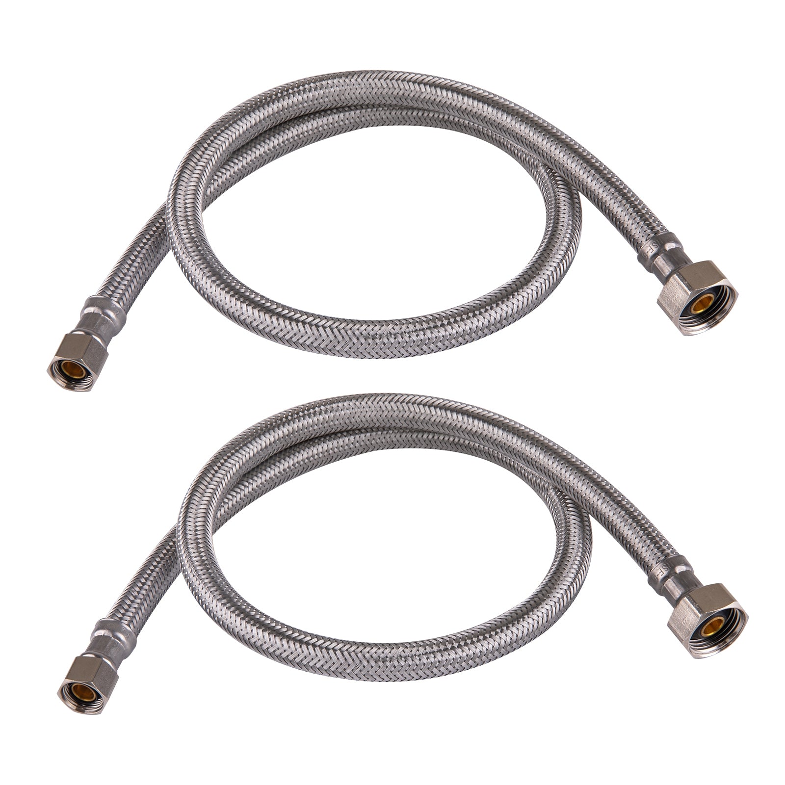 Hausen 3/8-inch Compression x 1/2-inch FIP (Female Iron Pipe) x 30-inch Length Stainless Steel Faucet Water Supply Connector; Lead Free; cUPC and NSF-61 Certified; Compatible with Standard Faucets, 2-Pack