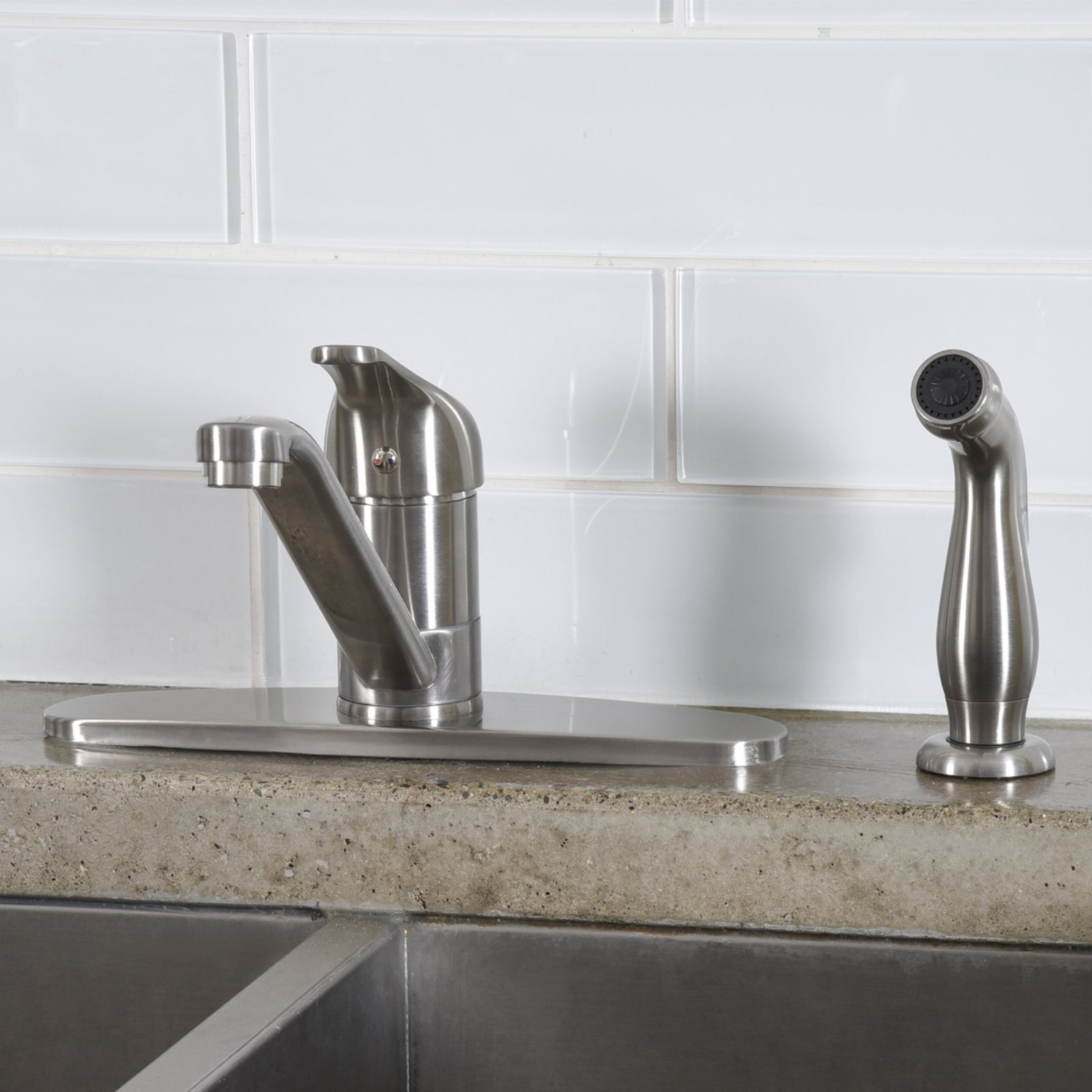 Classic Kitchen Faucet Set with Sprayer, Satin Nickel