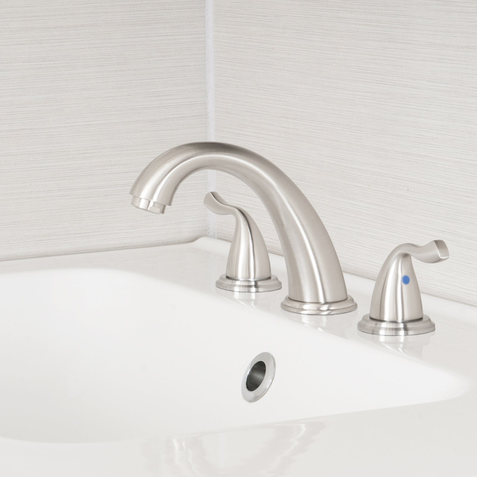 Two-Handle 3-Hole Mount 8-inch Bathroom Faucet, Satin Nickel