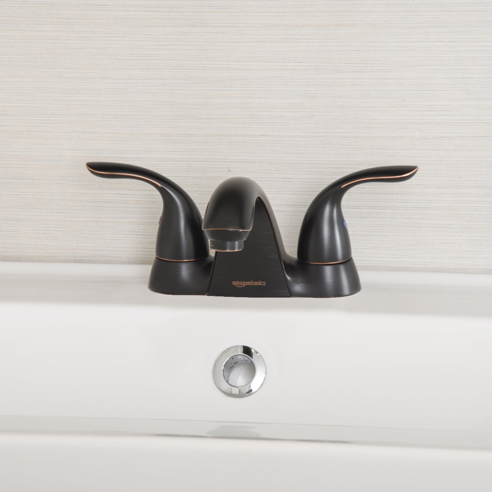 Two-Handle Short Spout 3-Hole Mount Basin Faucet-4-Inch, Oil-Rubbed Bronze