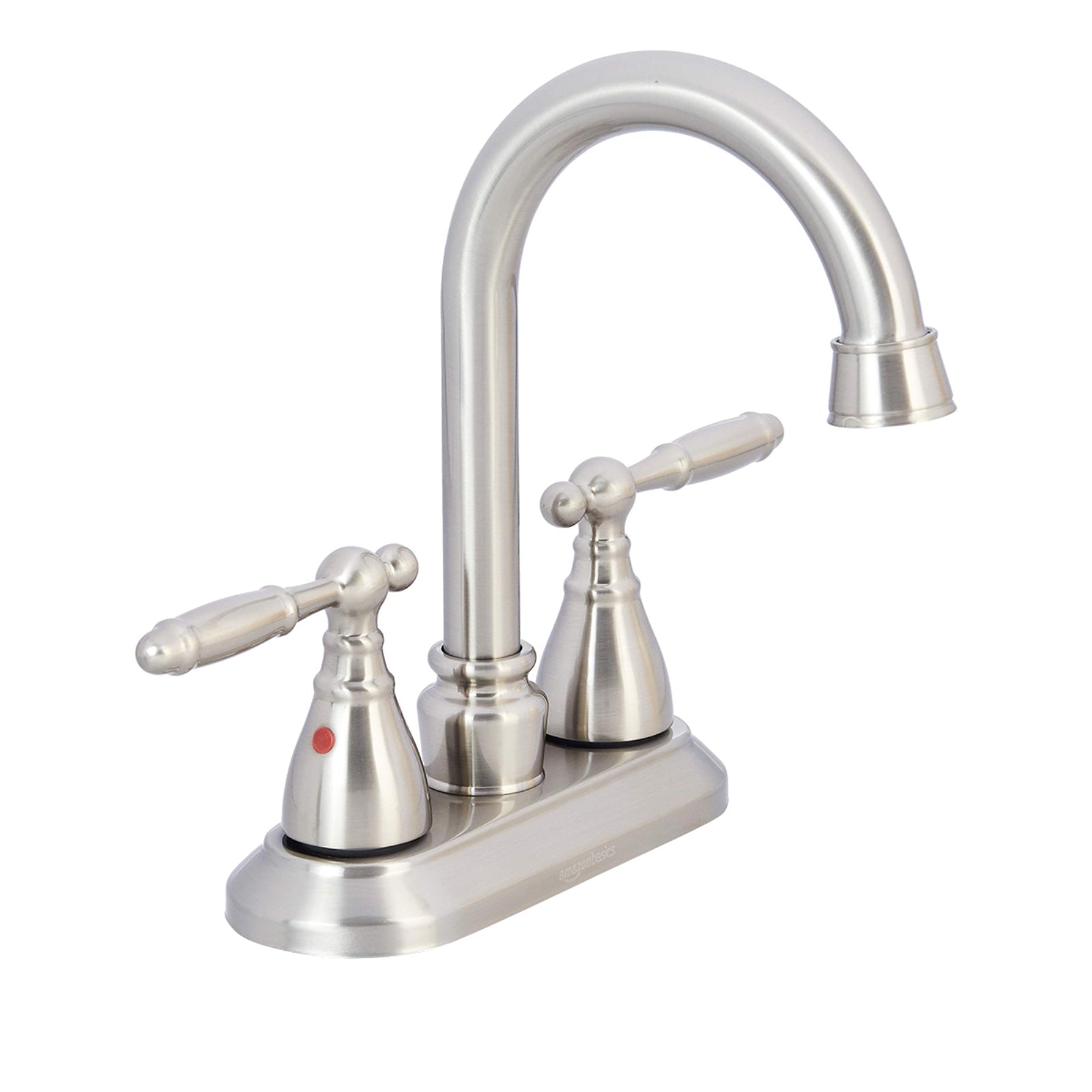 Traditional Two-Handle Long Spout 3-Hole Mount Basin Faucet-4-Inch, Satin Nickel