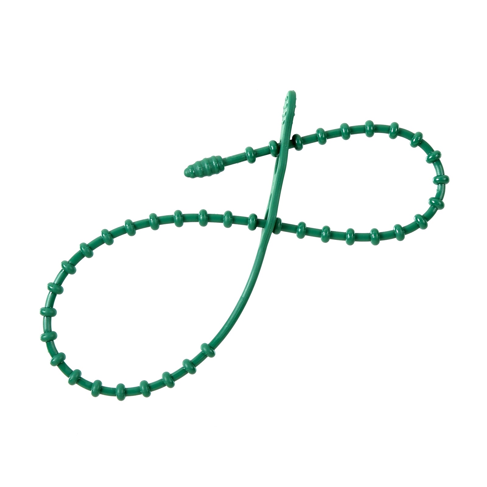 18-inch Green Double Loop Beaded Cable Tie, 120-lb Tensile Strength, 10-Pack