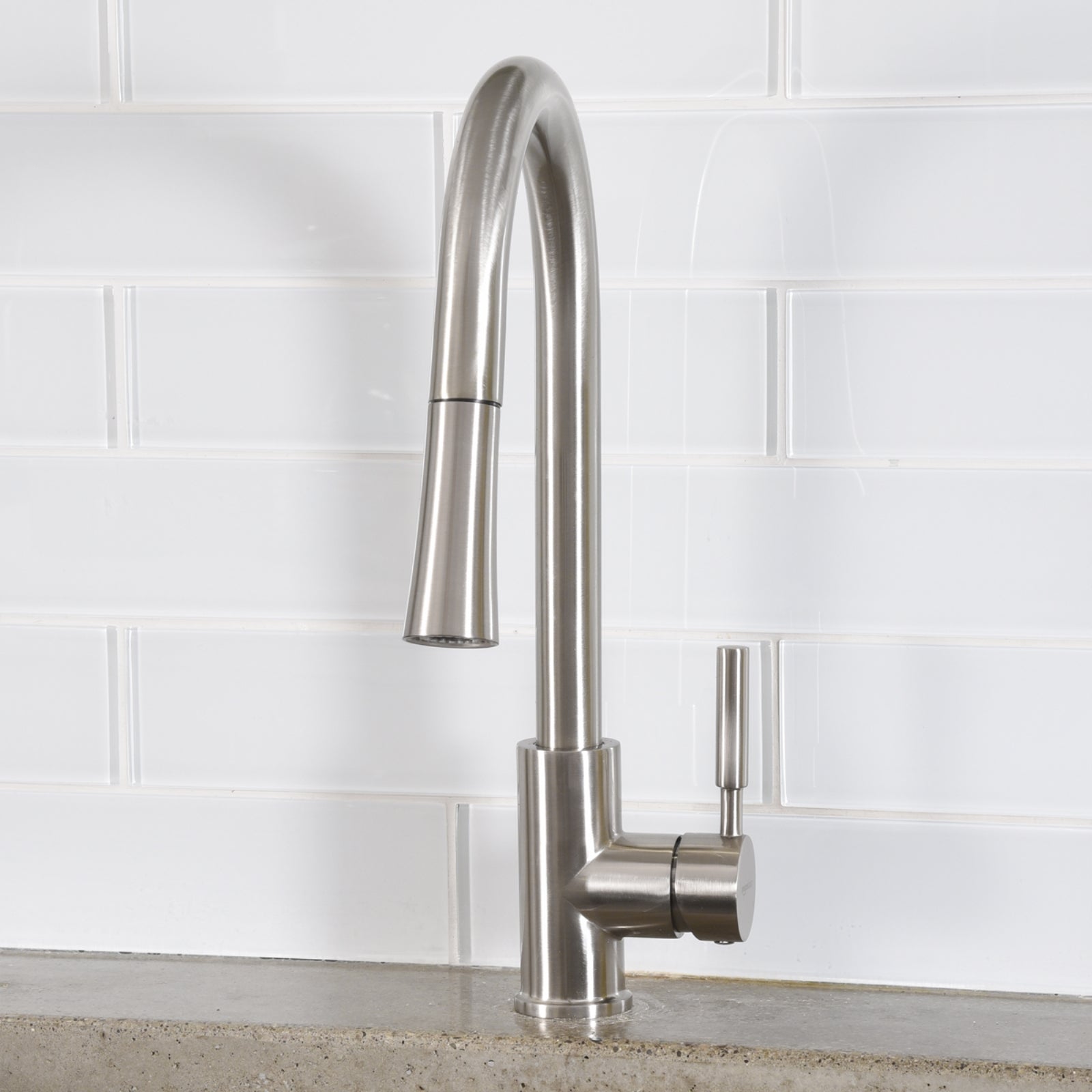 Modern Single-Handled Kitchen Pull-Down Sprayer Faucet, Satin Nickel