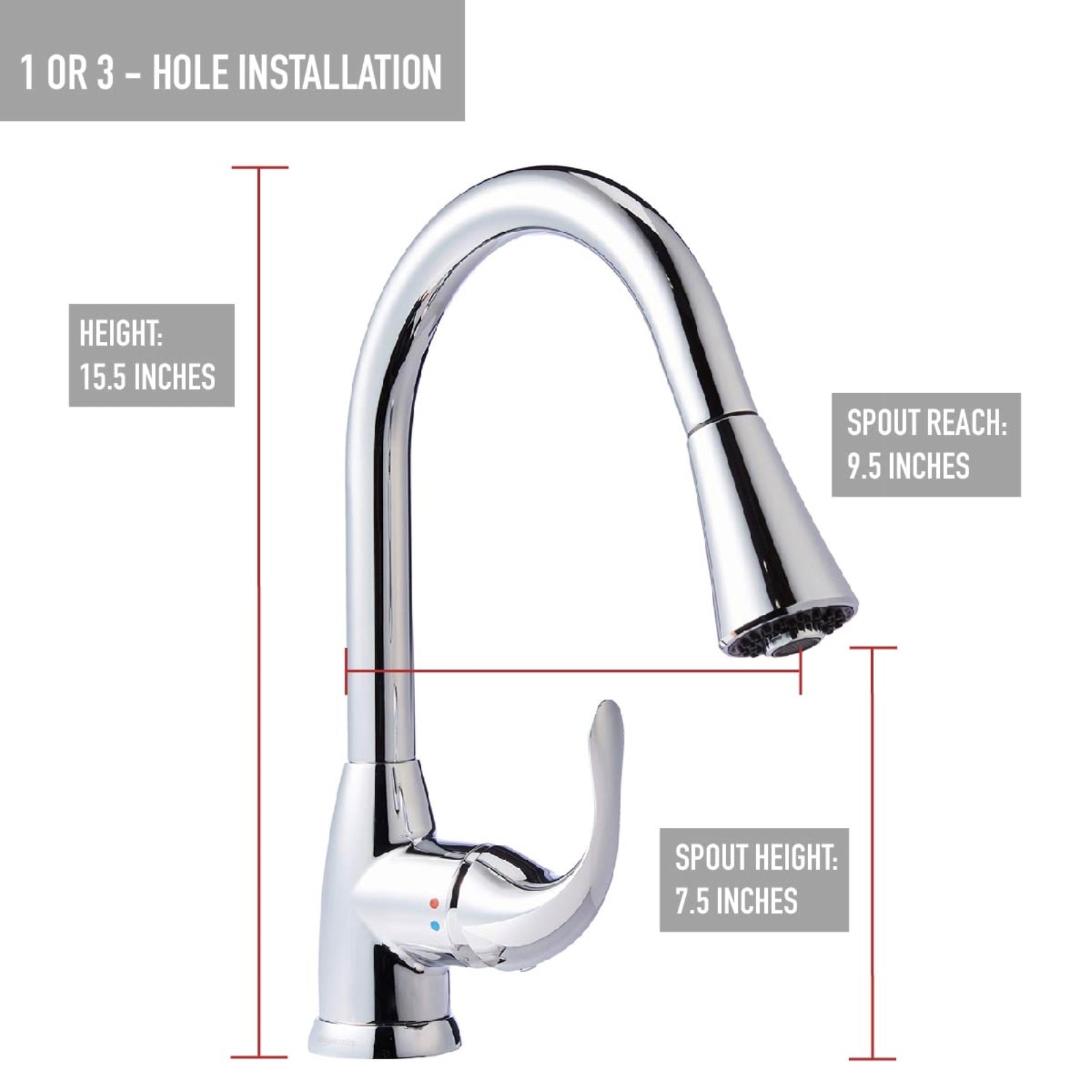 Standard Pull-Down Kitchen Faucet, Polished Chrome