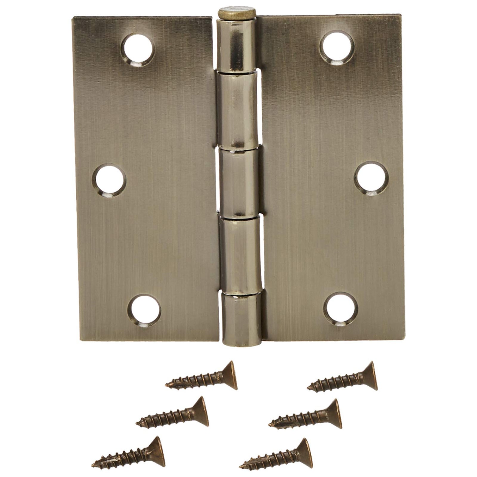 AmazonBasics Square 3.5" x 3.5" Door Hinges - 12 Pack - Antique Brass