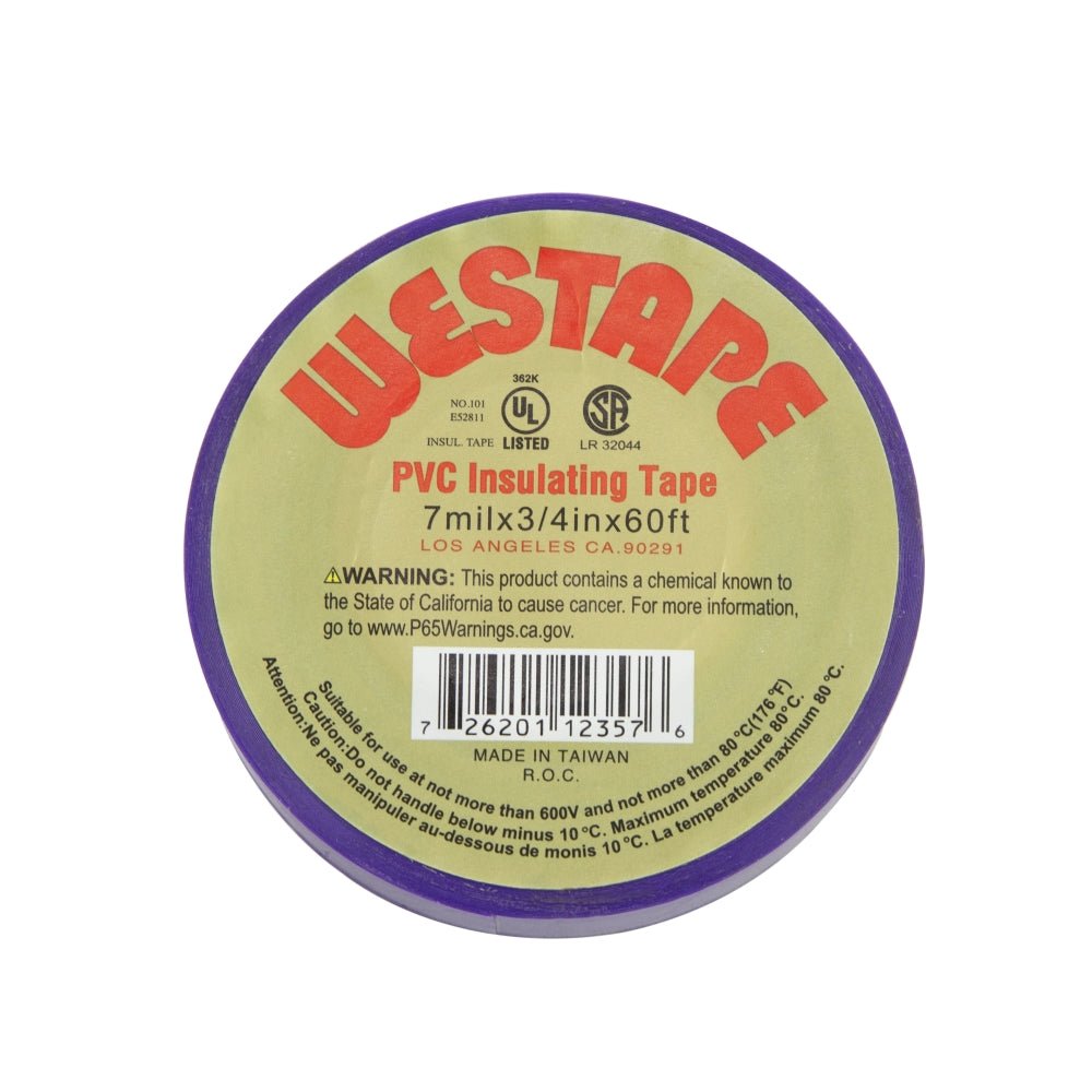 3/4-inch x 60-inch Purple Electrical Tape, UL 362K Listed