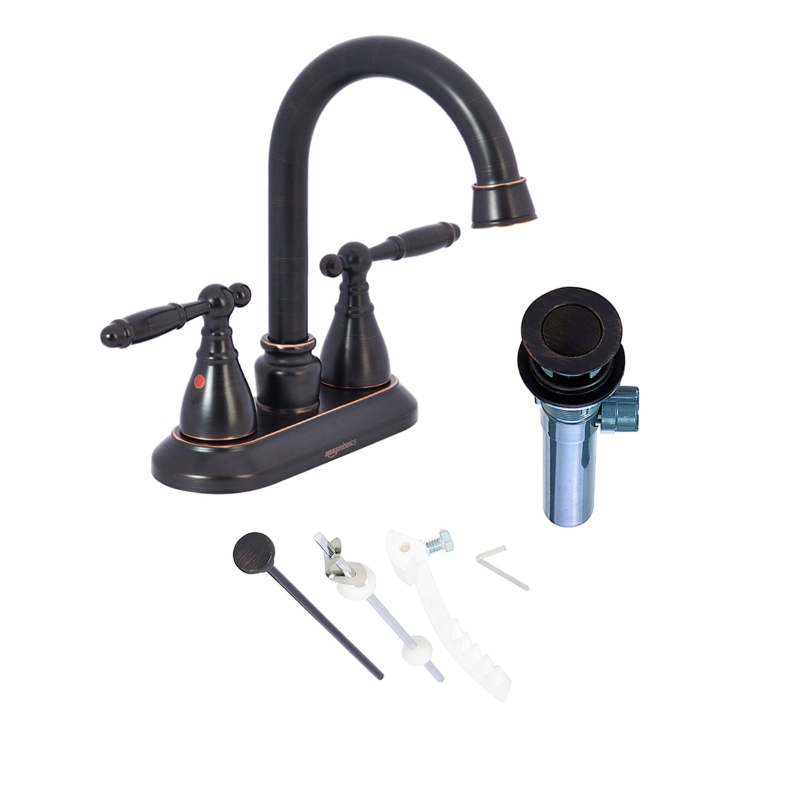 Traditional Two-Handle Long Spout 3-Hole Mount Basin Faucet-4-Inch, Oil-Rubbed Bronze