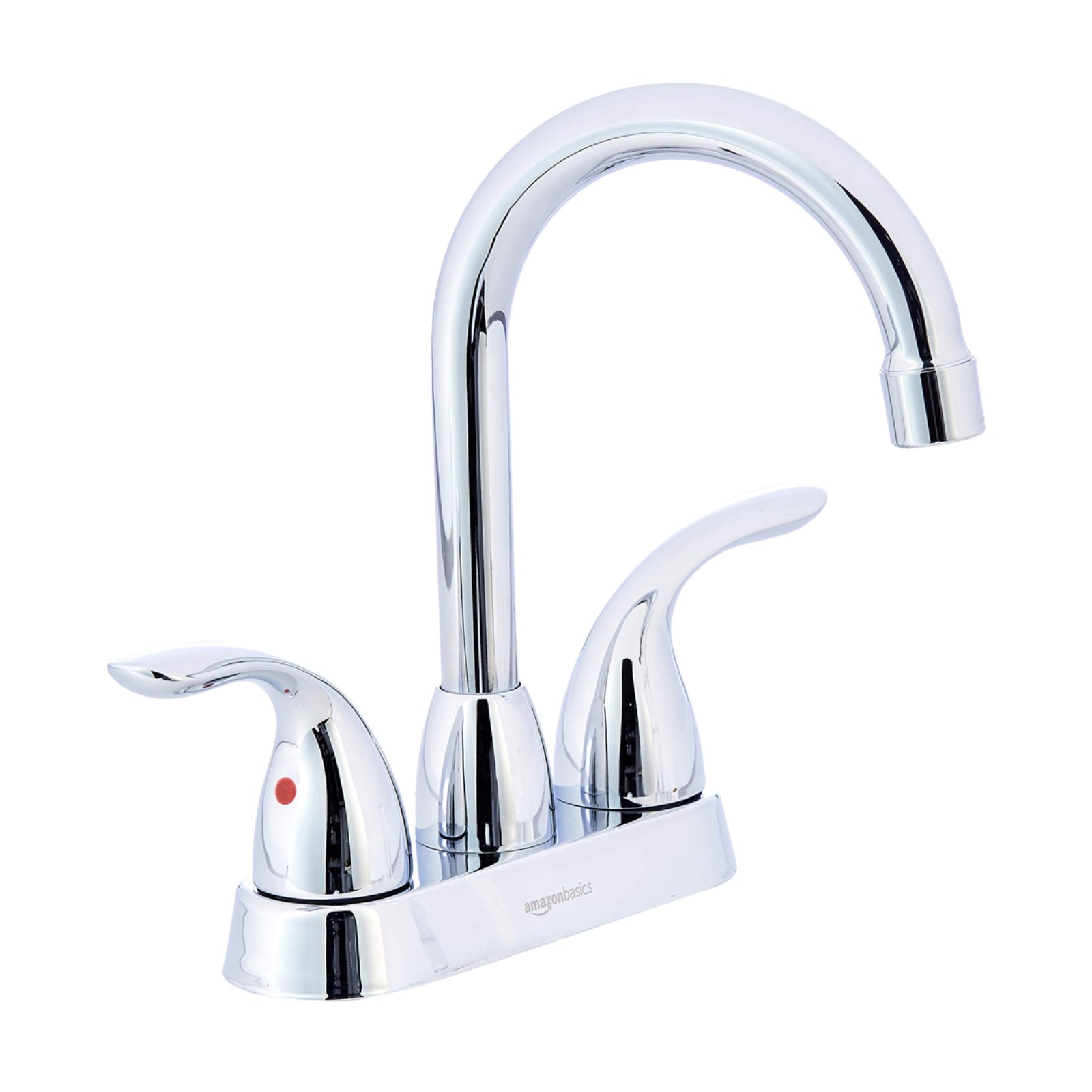 Two-Handle Long Spout 3-Hole Mount Basin Faucet-4-Inch, Polished Chrome