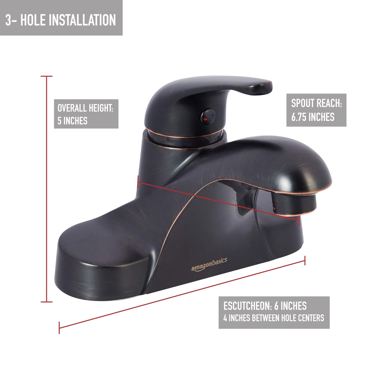 Single-Handle 3-Hole Mount Basin Faucet-4-Inch, Oil-Rubbed Bronze