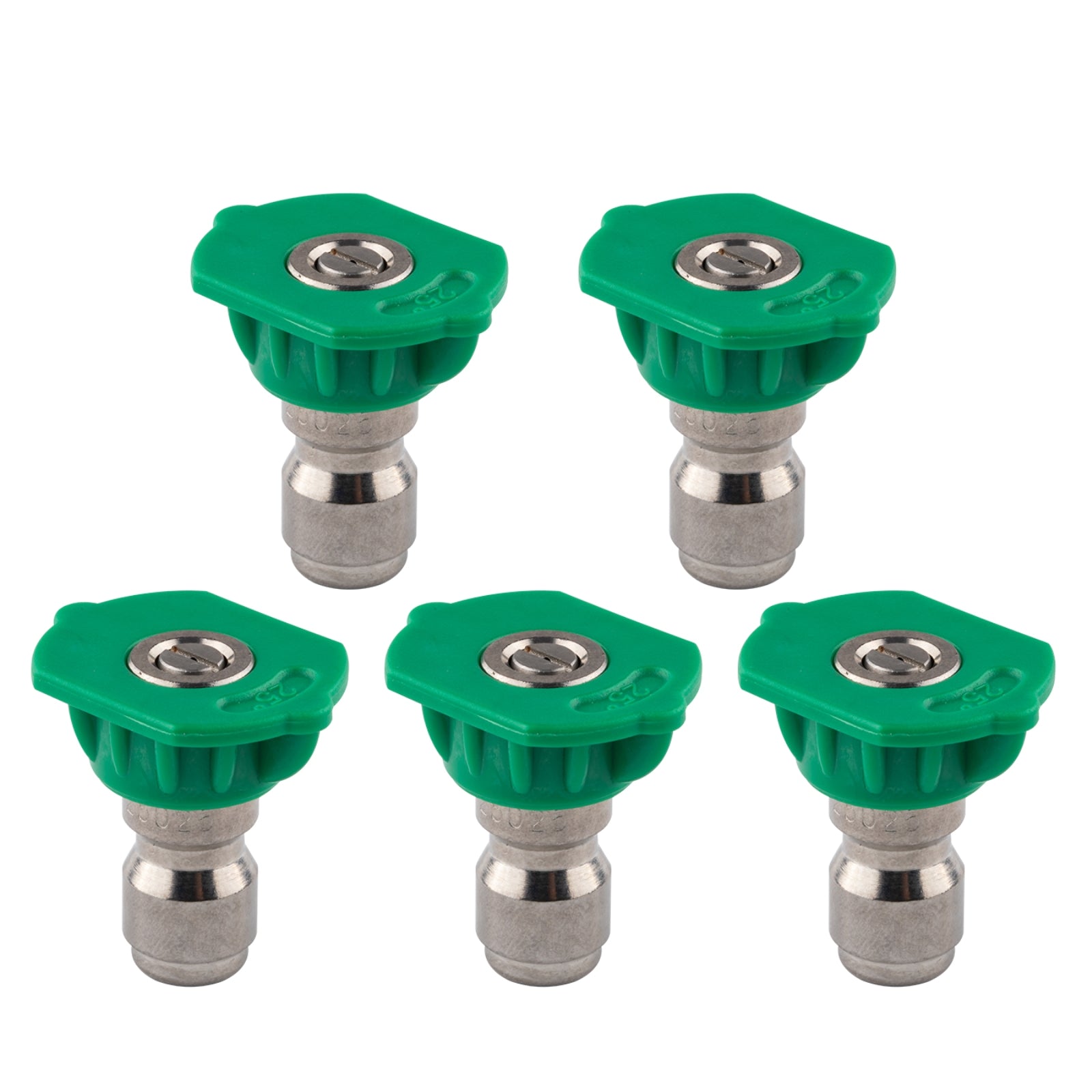 Clean Strike Professional Spray Nozzles, Green 25-Degree Spray Tips with 1/4 Inch Quick Connect Fitting, 2.5 Orifice and Pressure Washer Rated 6200 PSI, 5-Pack