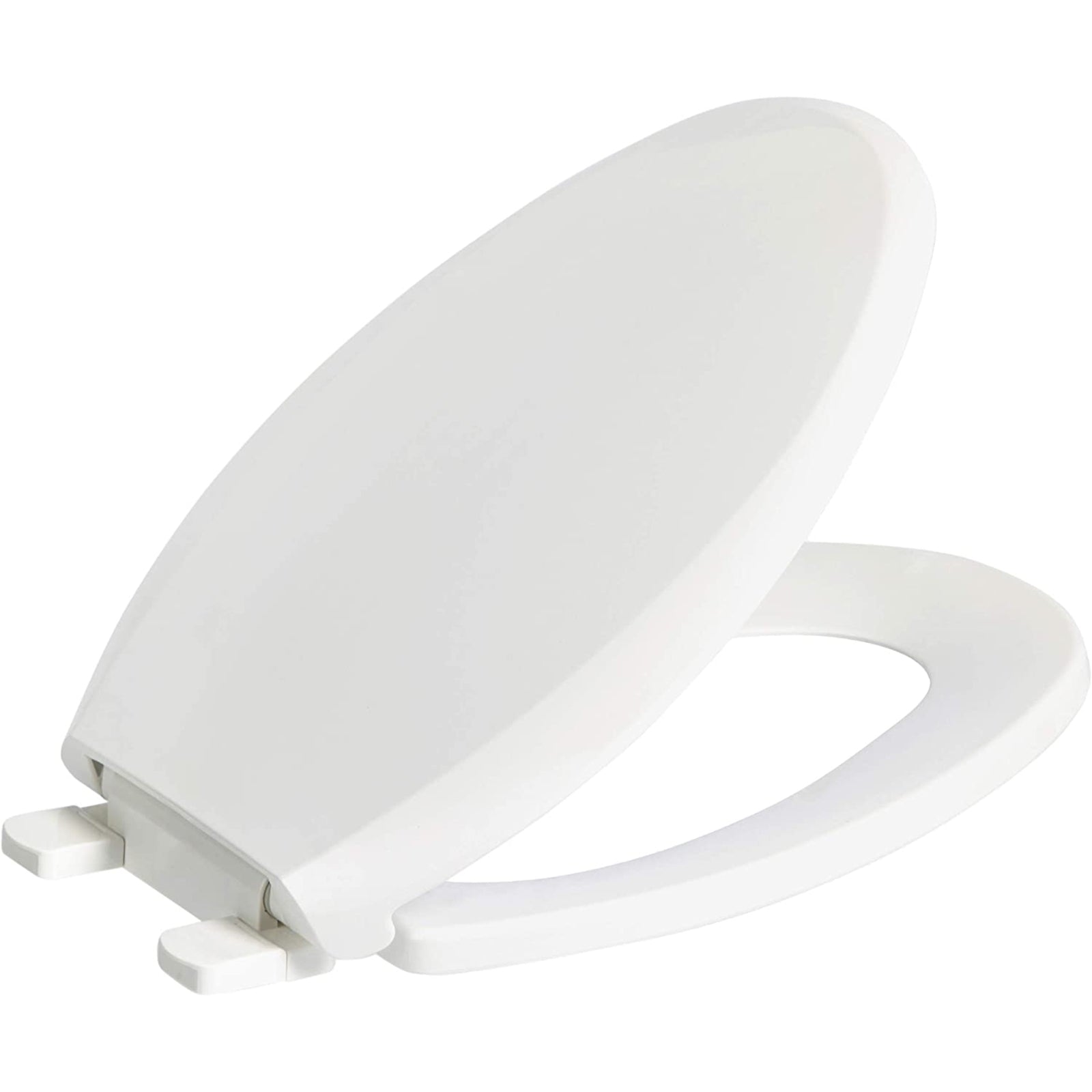 Hausen Quick-Install Soft-Close Replacement Toilet Seat with Durable Plastic Construction, Easy Top-Mount Installation with Hardware Included, Elongated-Shape, White, 1-Pack