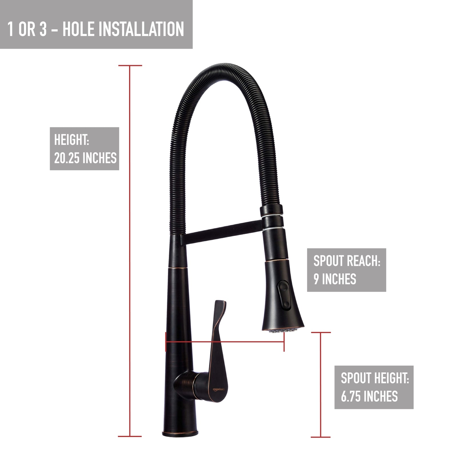 Pro-Style Flexible Sprayer Kitchen Faucet, Oil-Rubbed Bronze