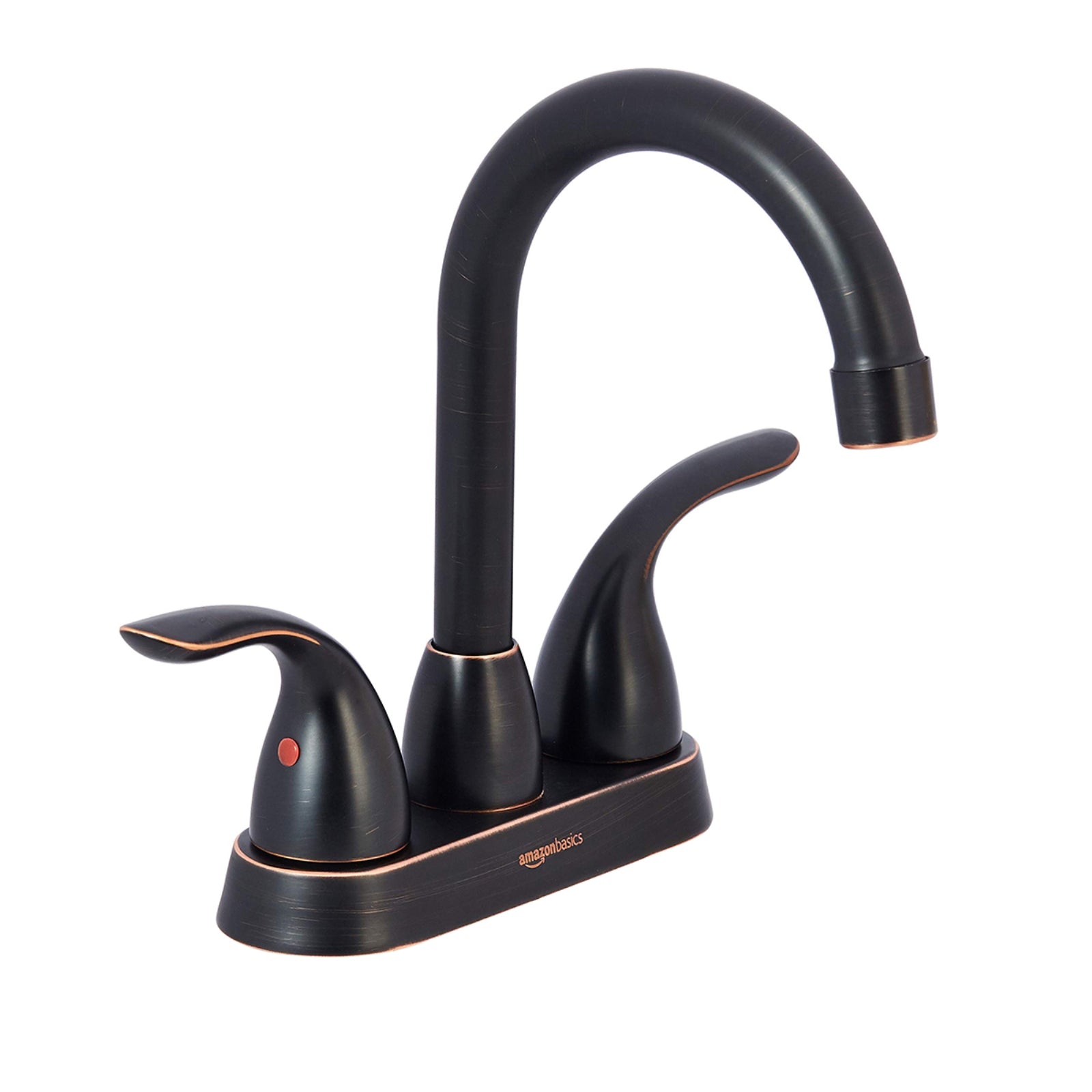 Two-Handle Long Spout 3-Hole Mount Basin Faucet-4-Inch, Oil-Rubbed Bronze