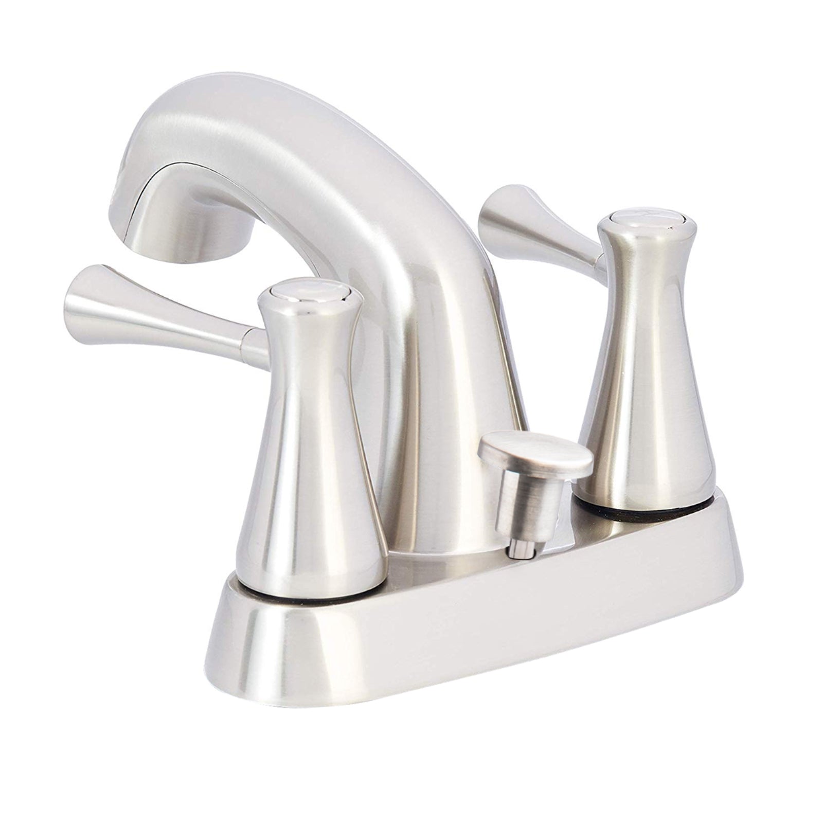 Modern Two-Handle Short Spout 3-Hole Mount Basin Faucet-4-Inch, Satin Nickel